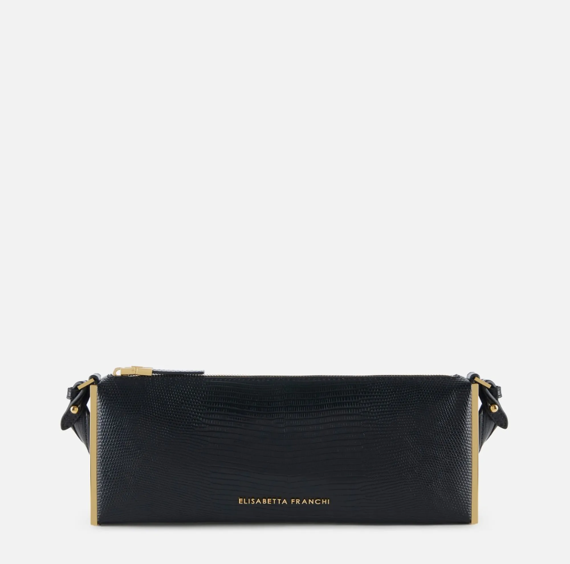 Elisabetta Franchi Borsa A Spalla Con Stampa Lucertola Nero Bs15A66E2 184454