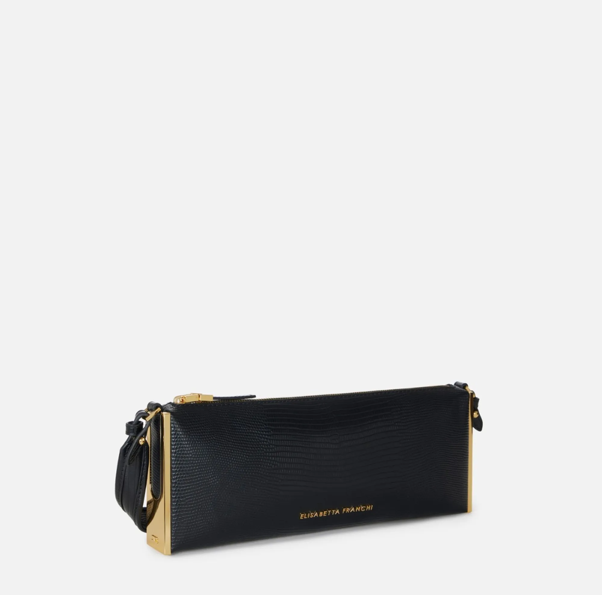 Elisabetta Franchi Borsa A Spalla Con Stampa Lucertola Nero Bs15A66E2 184456