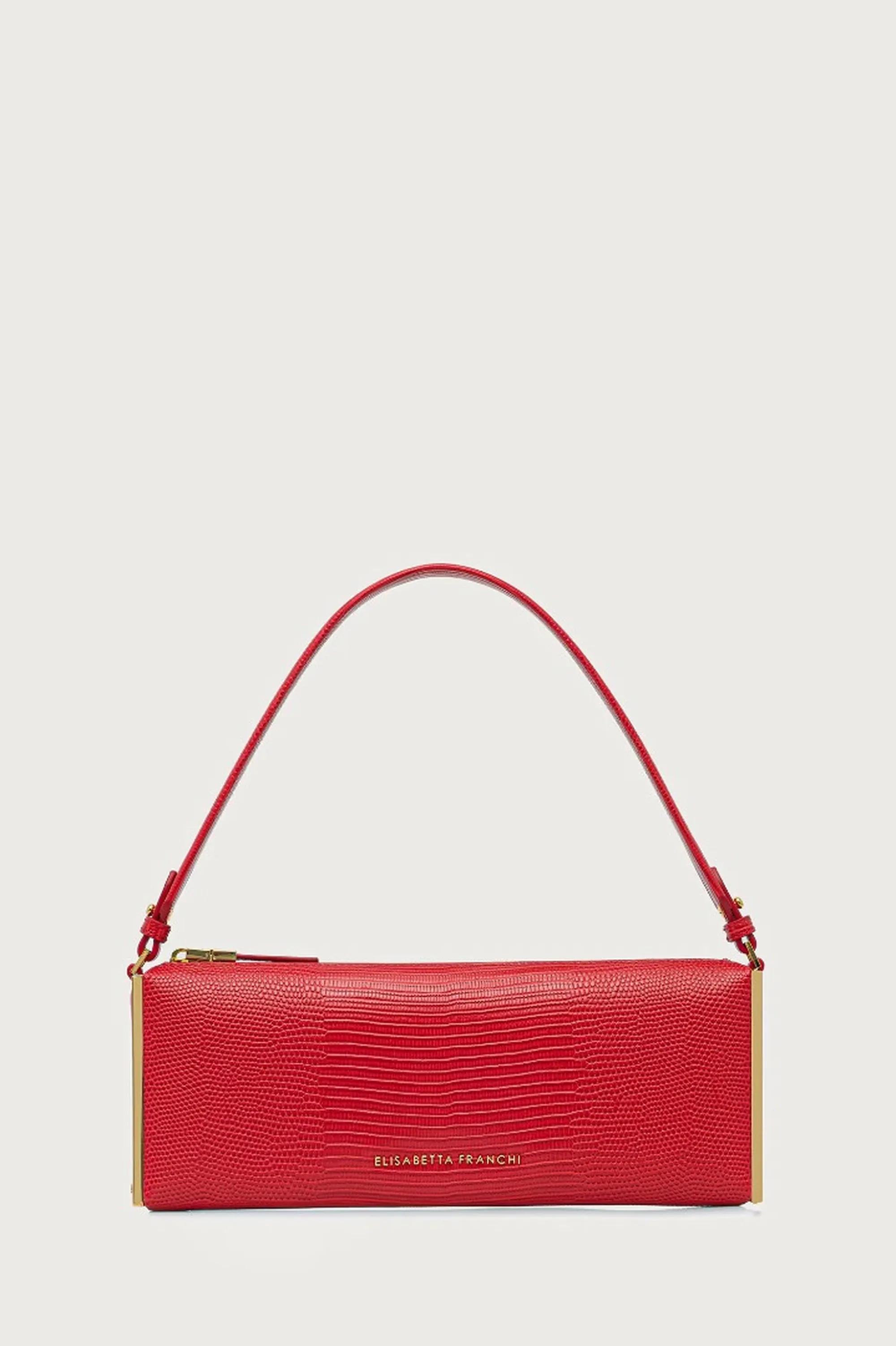 Elisabetta Franchi Borsa A Spalla Con Stampa Lucertola Rosso Bs15A66E2 184459