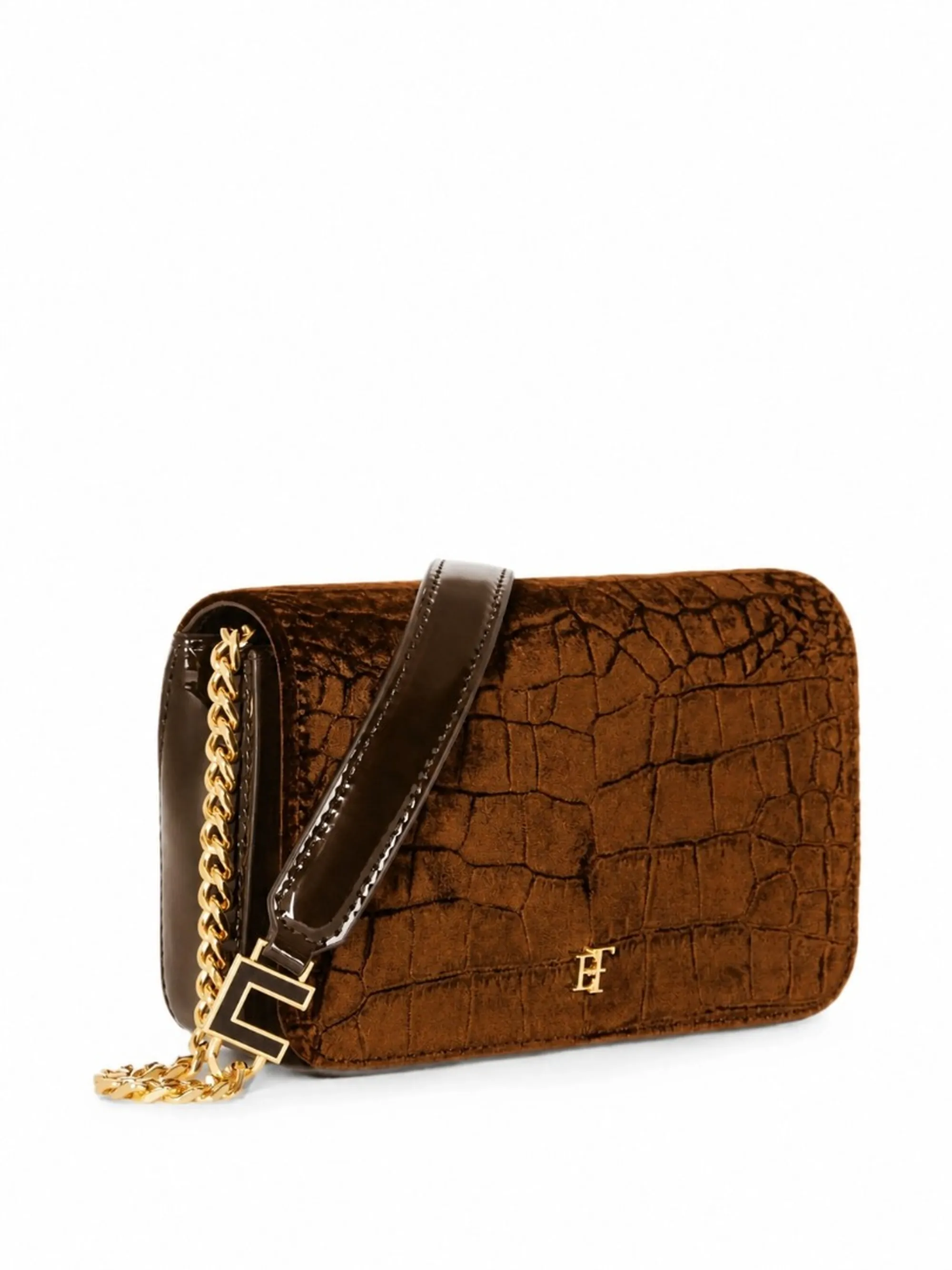 Elisabetta Franchi B'Velvet Shoulder Bag With Crocodile Print' Amber Bs20A67E2 188316