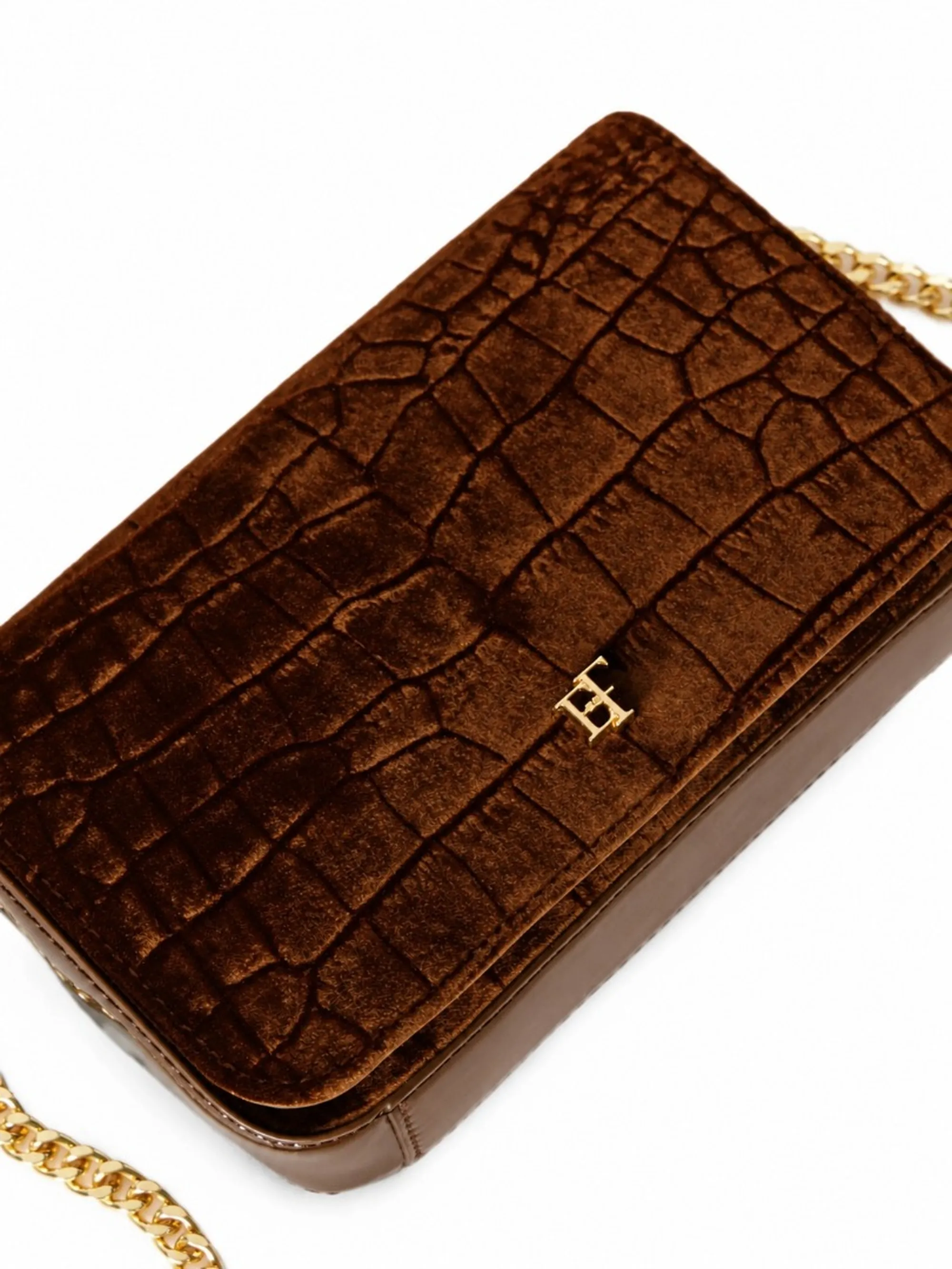 Elisabetta Franchi B'Velvet Shoulder Bag With Crocodile Print' Amber Bs20A67E2 188317