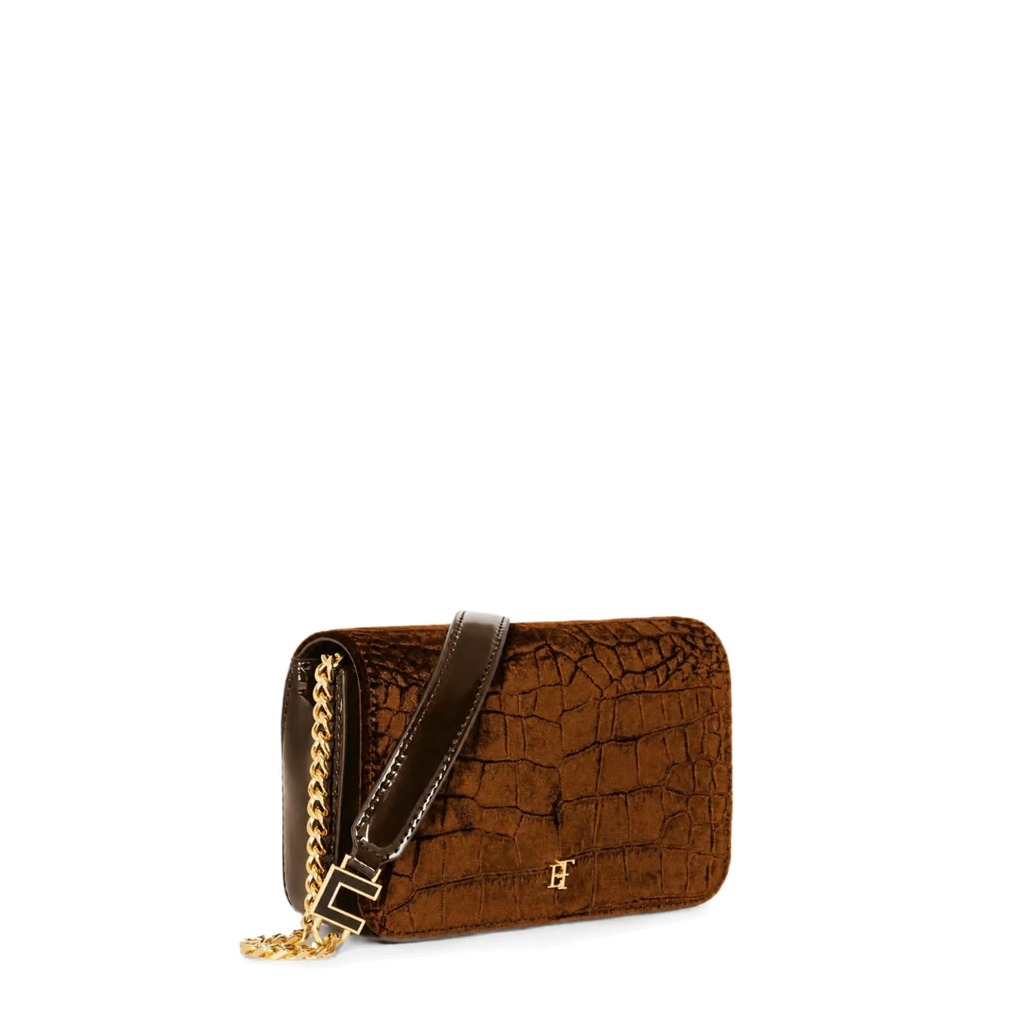 Elisabetta Franchi B'Velvet Shoulder Bag With Crocodile Print' Amber Bs20A67E2 189648