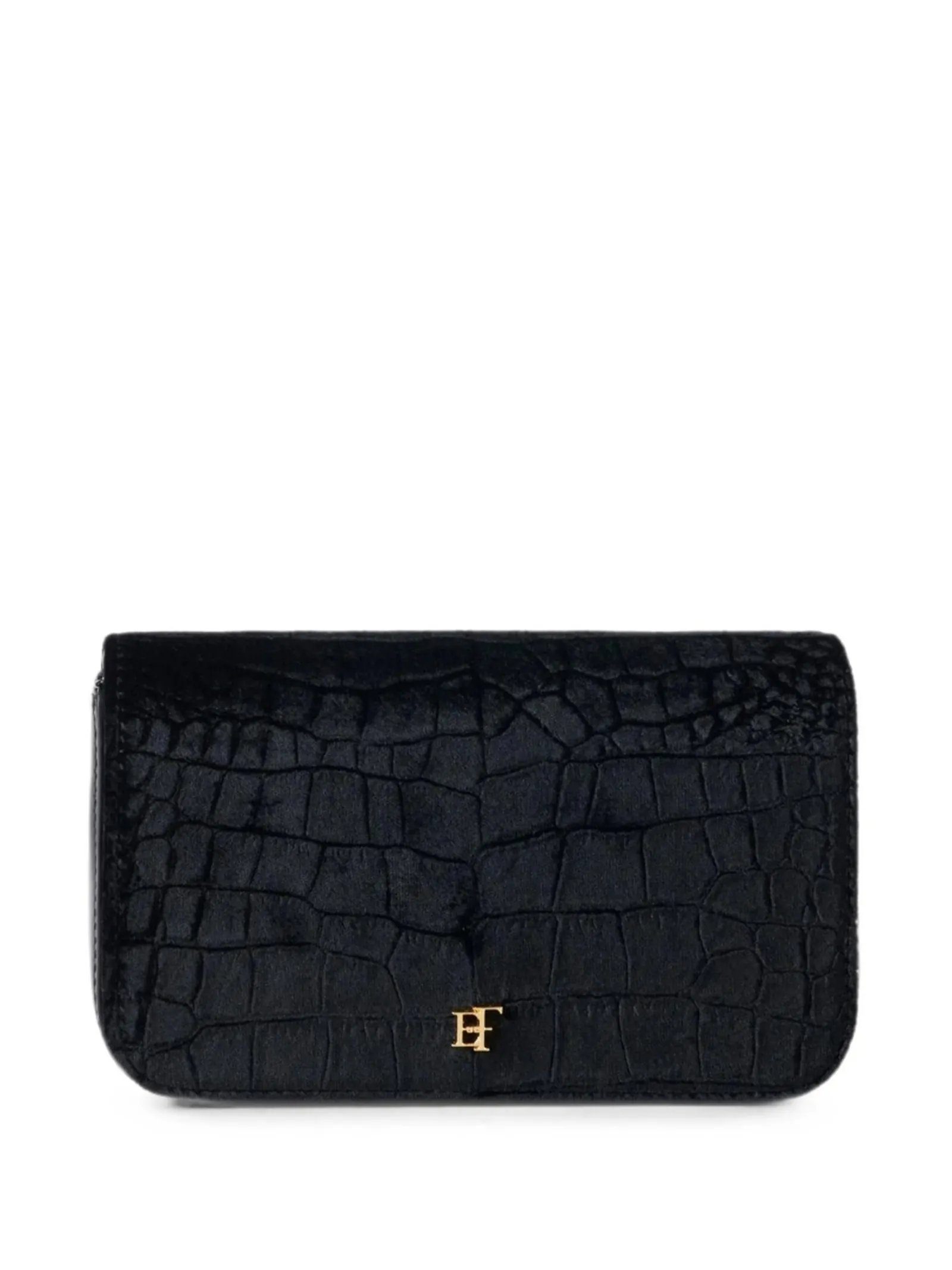 Elisabetta Franchi Borsa A Spalla In Velluto Con Stampa Coccodrillo Nero Bs20A67E2 188309