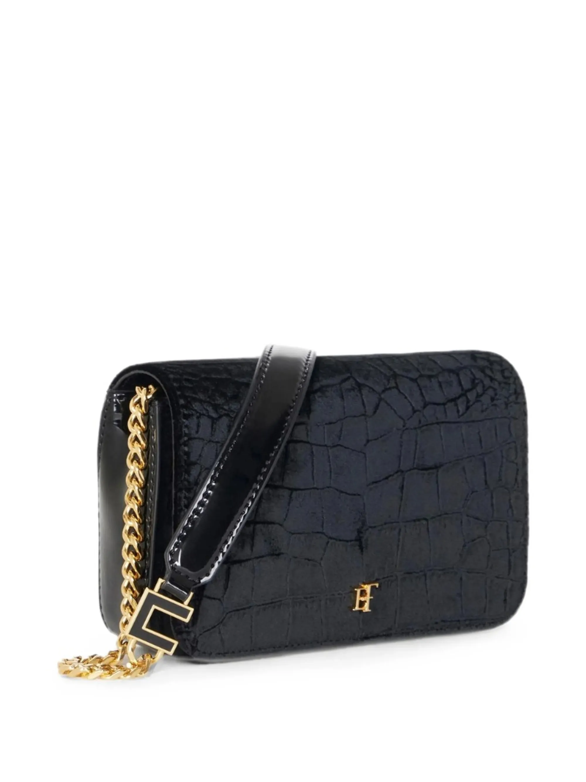 Elisabetta Franchi B'Velvet Shoulder Bag With Crocodile Print' Black Bs20A67E2 188310