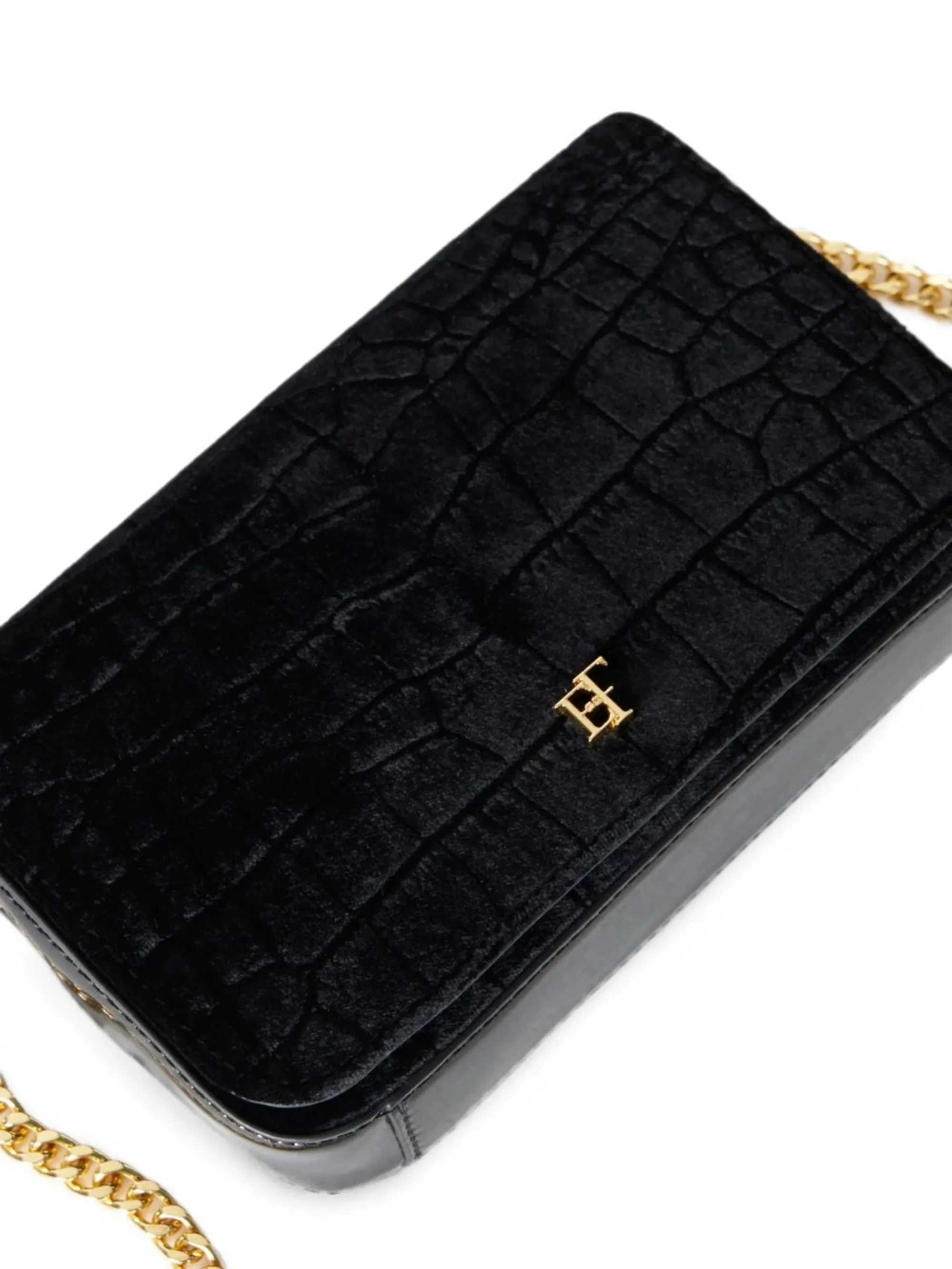 Elisabetta Franchi B'Velvet Shoulder Bag With Crocodile Print' Black Bs20A67E2 188313