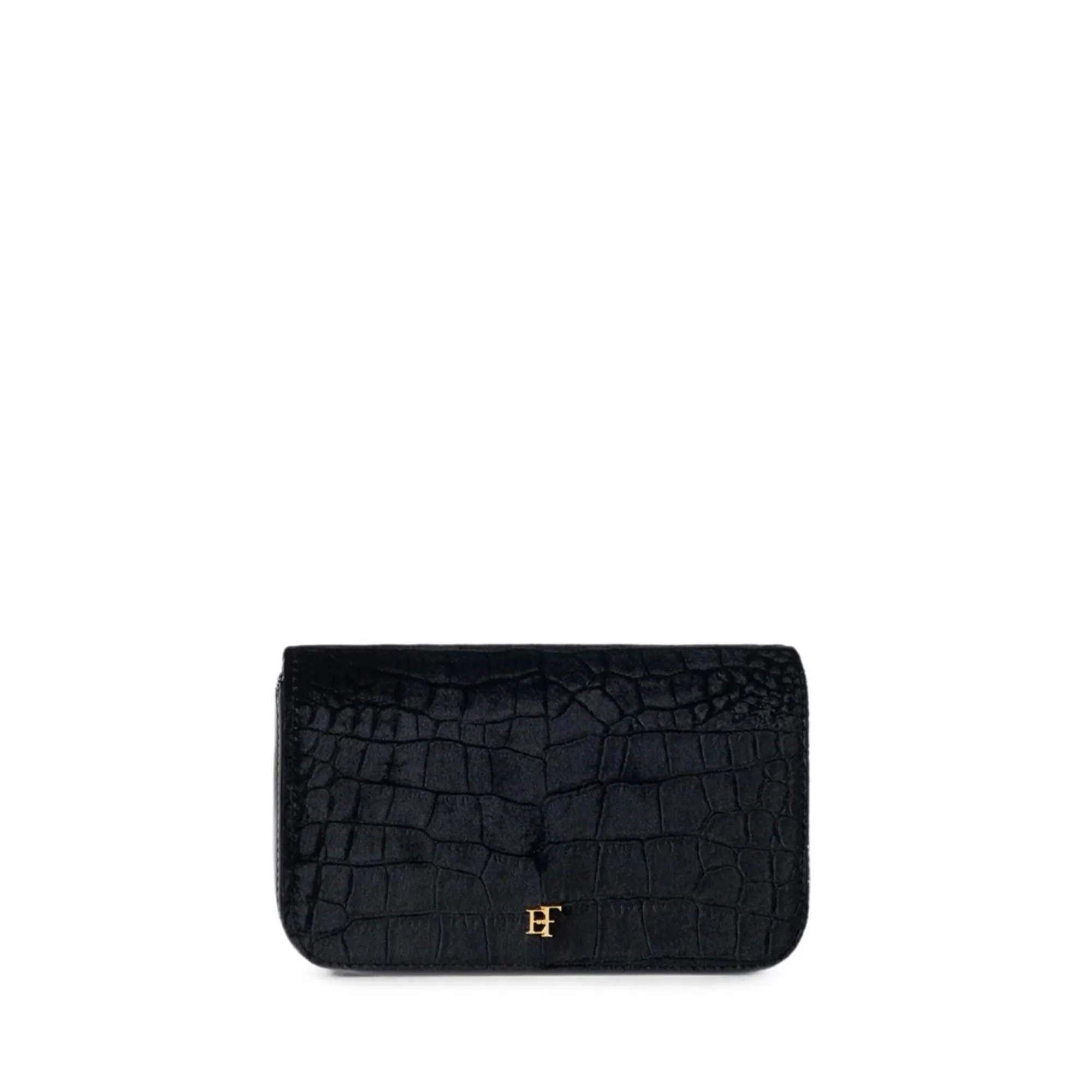 Elisabetta Franchi B'Velvet Shoulder Bag With Crocodile Print' Black Bs20A67E2 189652