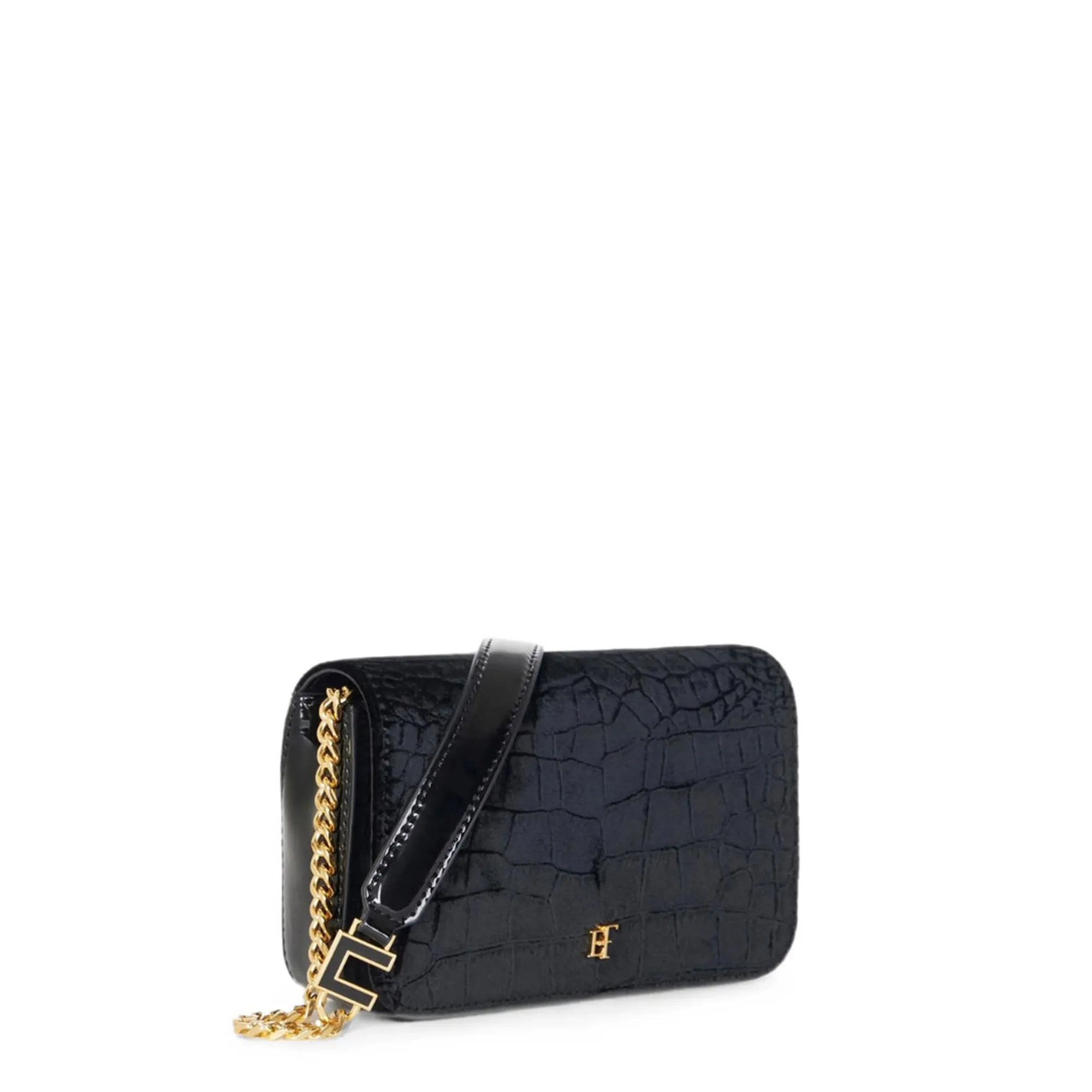 Elisabetta Franchi B'Velvet Shoulder Bag With Crocodile Print' Black Bs20A67E2 189653