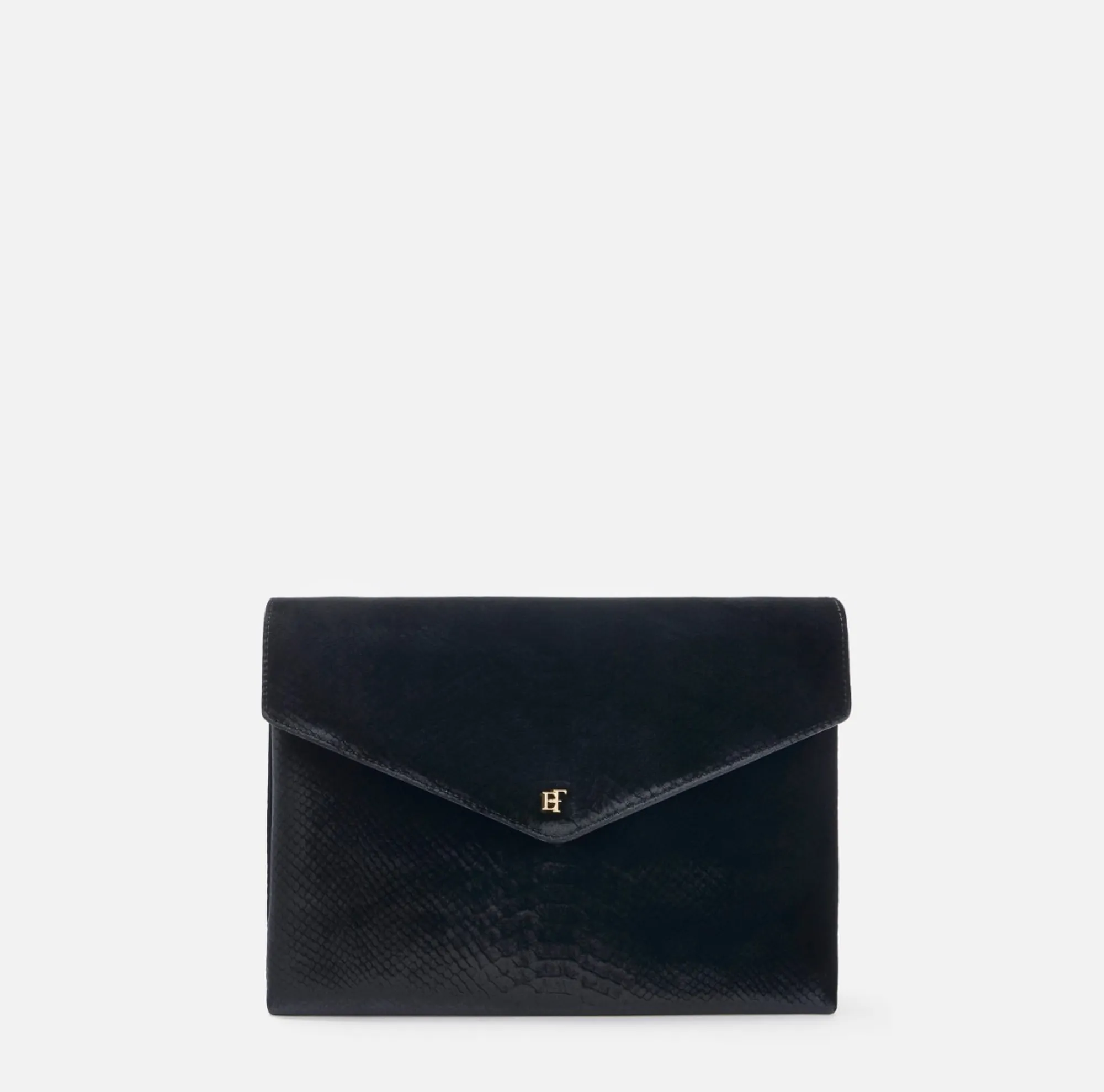 Elisabetta Franchi B'Velvet Shoulder Bag With Crocodile Print' Black Bs26A67E2 188318