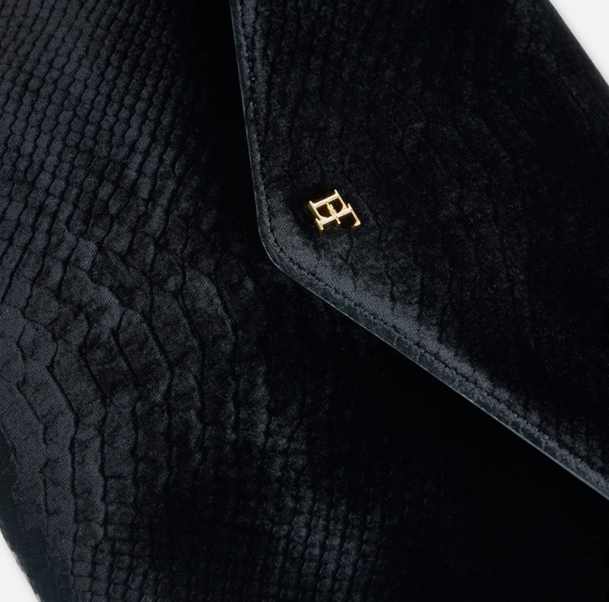 Elisabetta Franchi B'Velvet Shoulder Bag With Crocodile Print' Black Bs26A67E2 188322