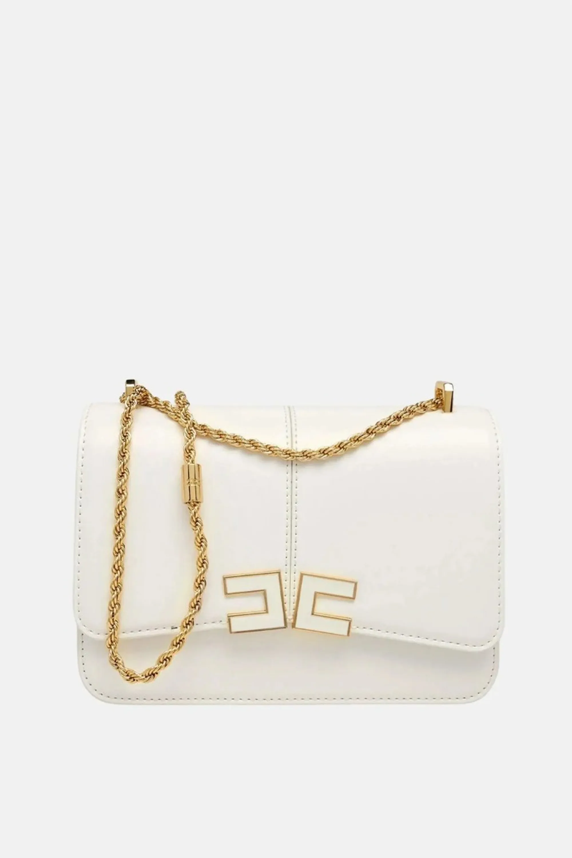 Elisabetta Franchi Borsa A Tracolla Con Dettaglio Logo Avorio Bs91A61E2 172149