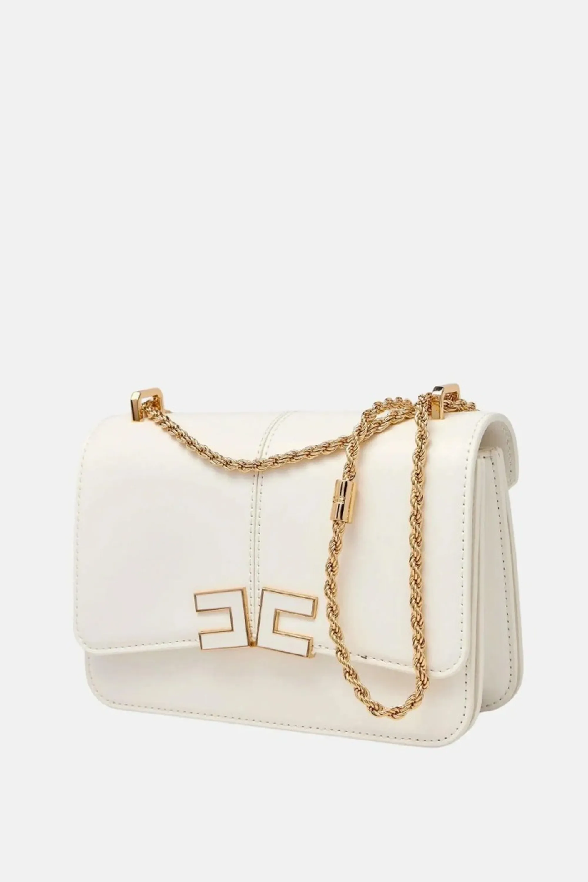 Elisabetta Franchi Borsa A Tracolla Con Dettaglio Logo Avorio Bs91A61E2 172150