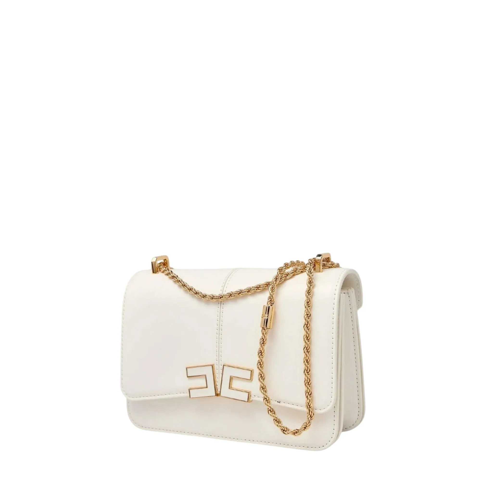 Elisabetta Franchi Borsa A Tracolla Con Dettaglio Logo Avorio Bs91A61E2 179854