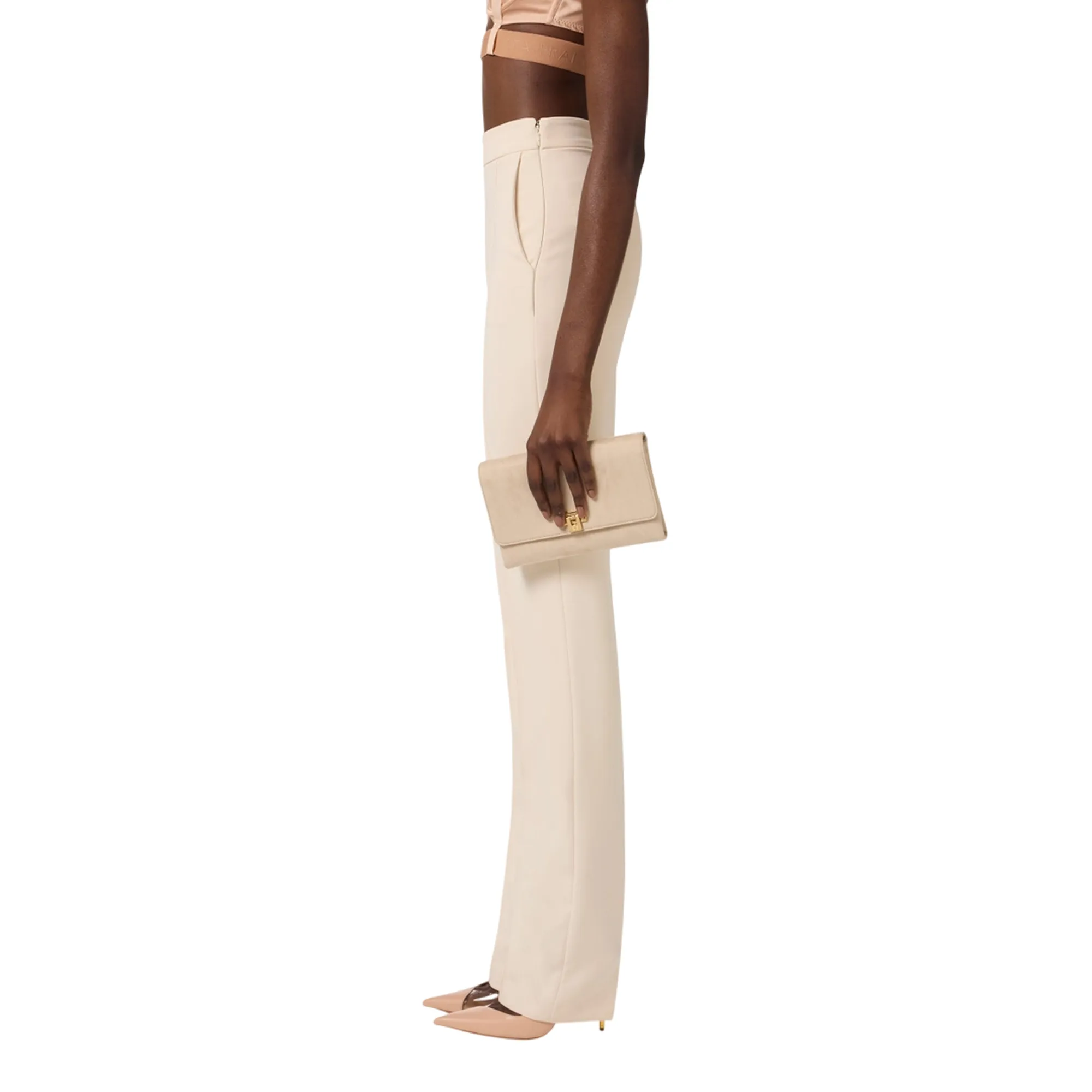 Elisabetta Franchi Borsa A Tracolla In Suede Vaniglia Bs64A61E2 183595