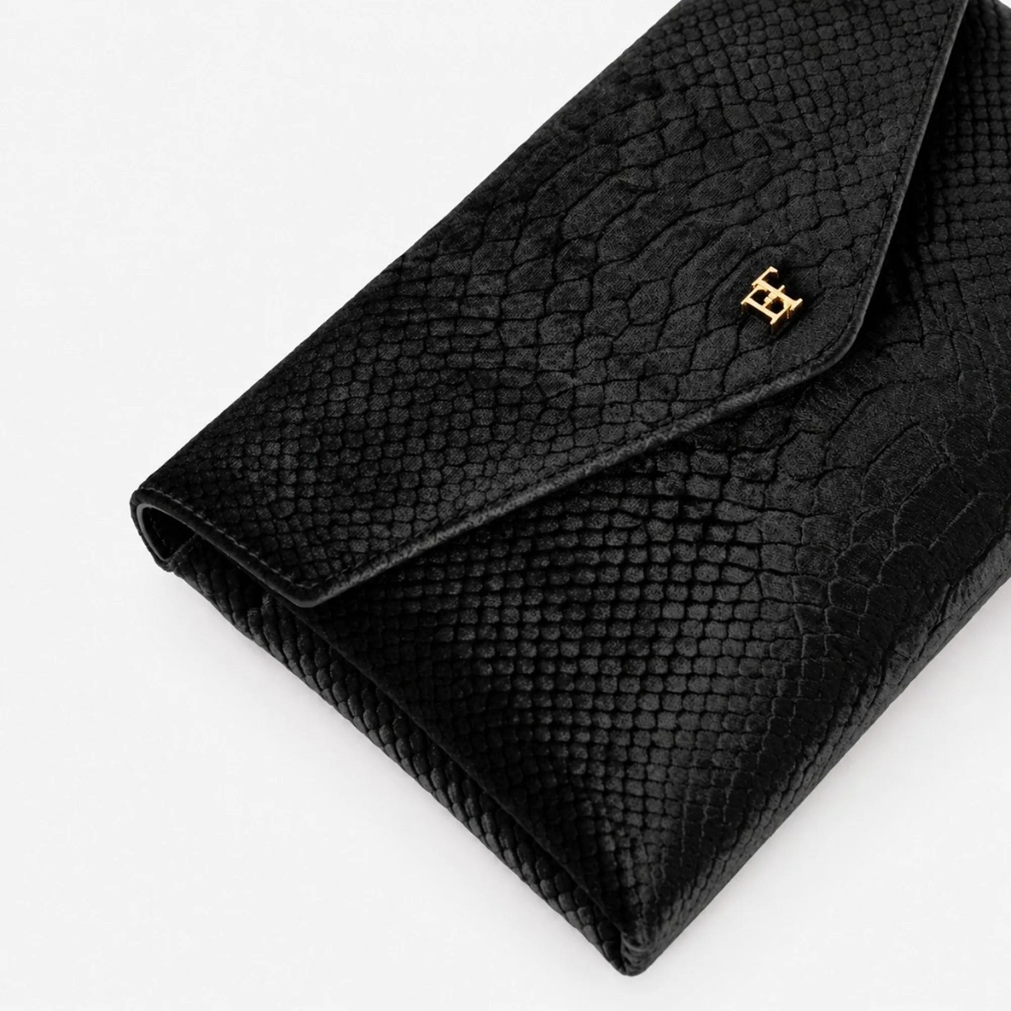 Elisabetta Franchi B'Medium Crocodile Print Velvet Shoulder Bag' Black Bs27A67E2 188328
