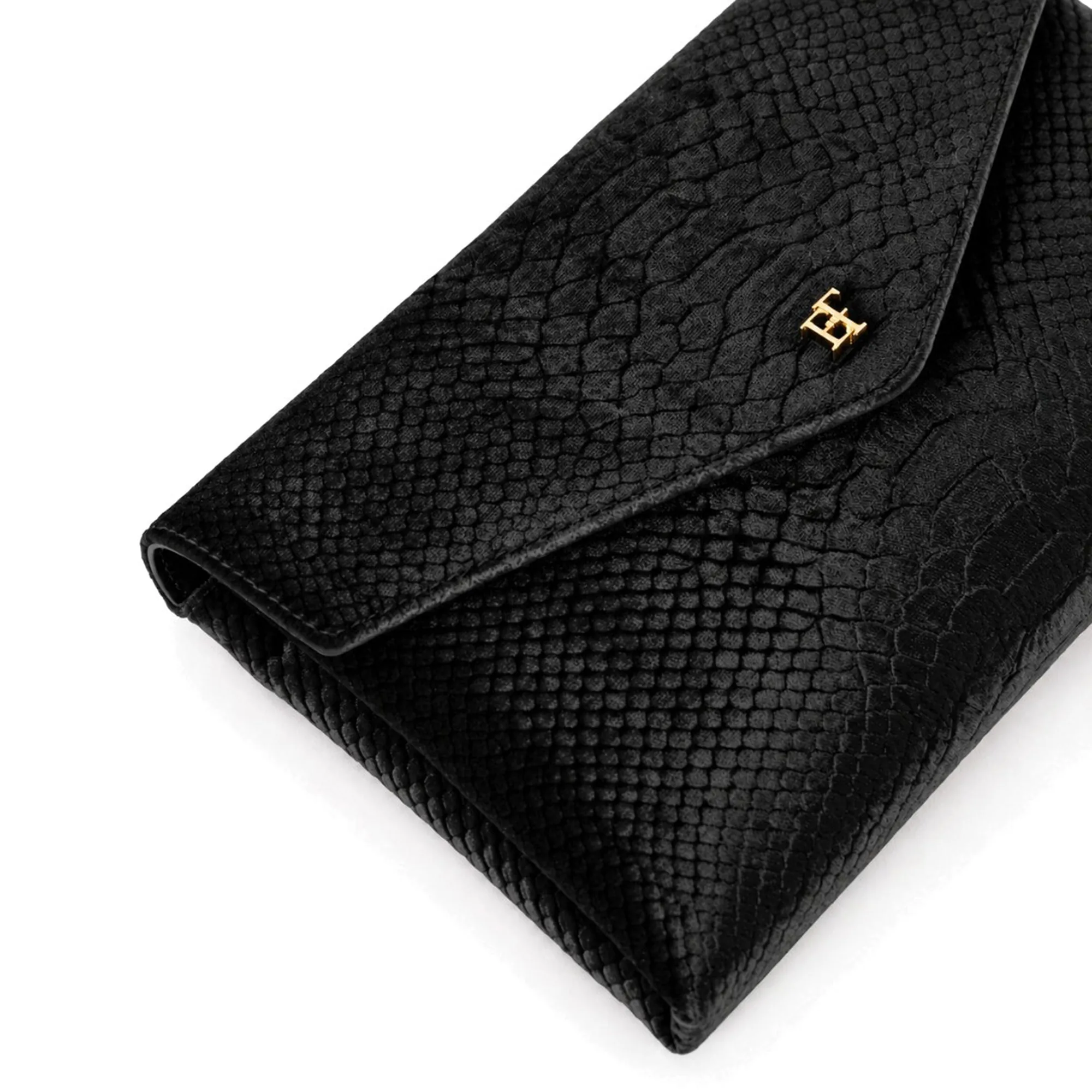 Elisabetta Franchi B'Medium Crocodile Print Velvet Shoulder Bag' Black Bs27A67E2 189631