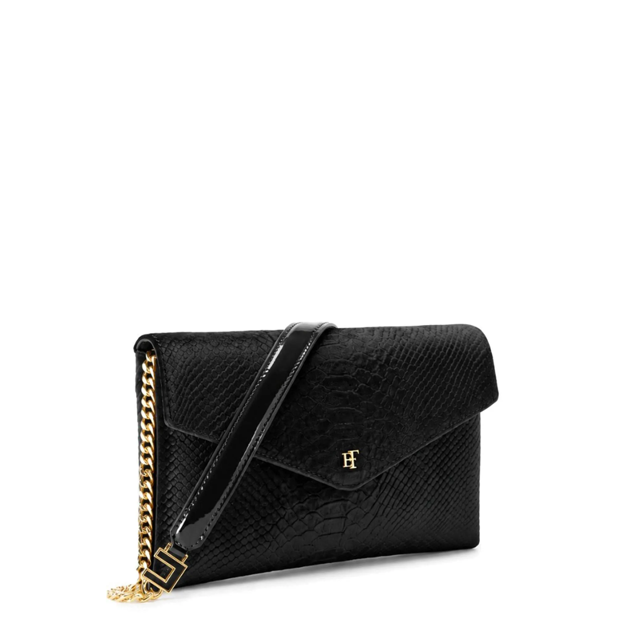 Elisabetta Franchi B'Medium Crocodile Print Velvet Shoulder Bag' Black Bs27A67E2 189632