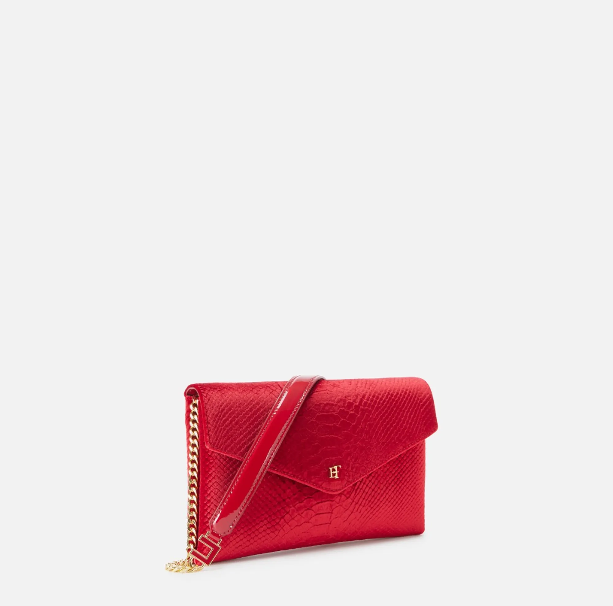 Elisabetta Franchi B'Medium Crocodile Print Velvet Shoulder Bag' Red Bs27A67E2 188325