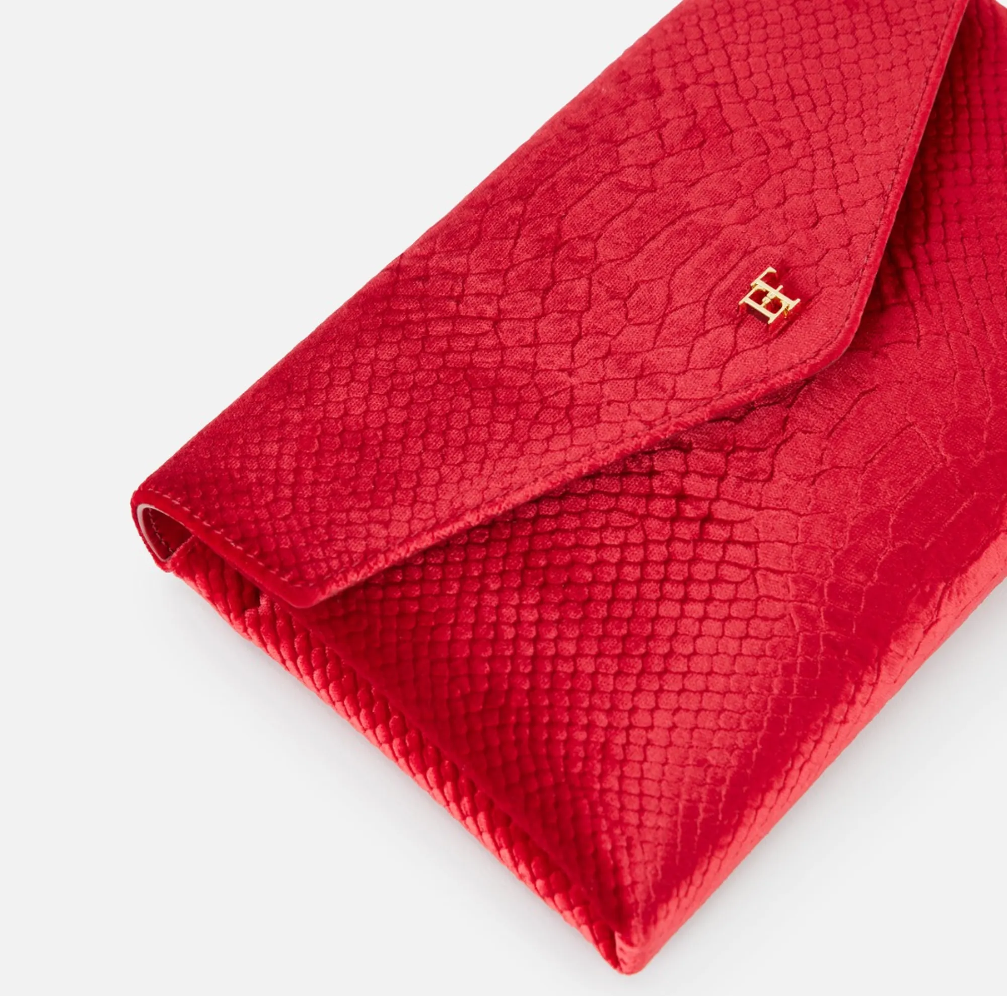 Elisabetta Franchi B'Medium Crocodile Print Velvet Shoulder Bag' Red Bs27A67E2 188327