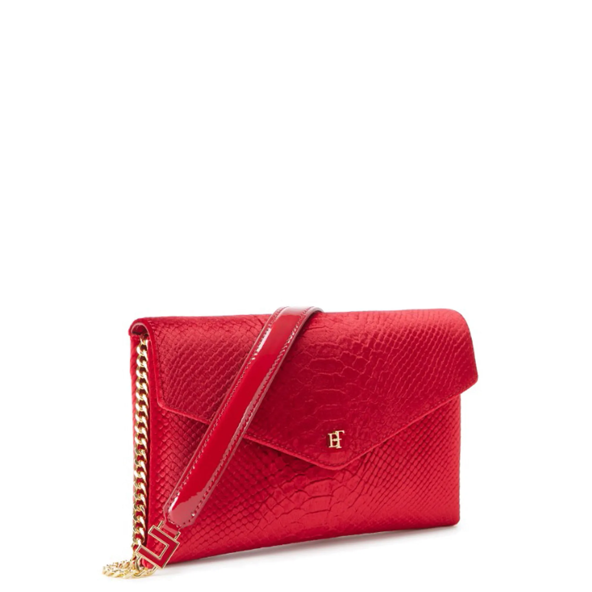 Elisabetta Franchi B'Medium Crocodile Print Velvet Shoulder Bag' Red Bs27A67E2 189636