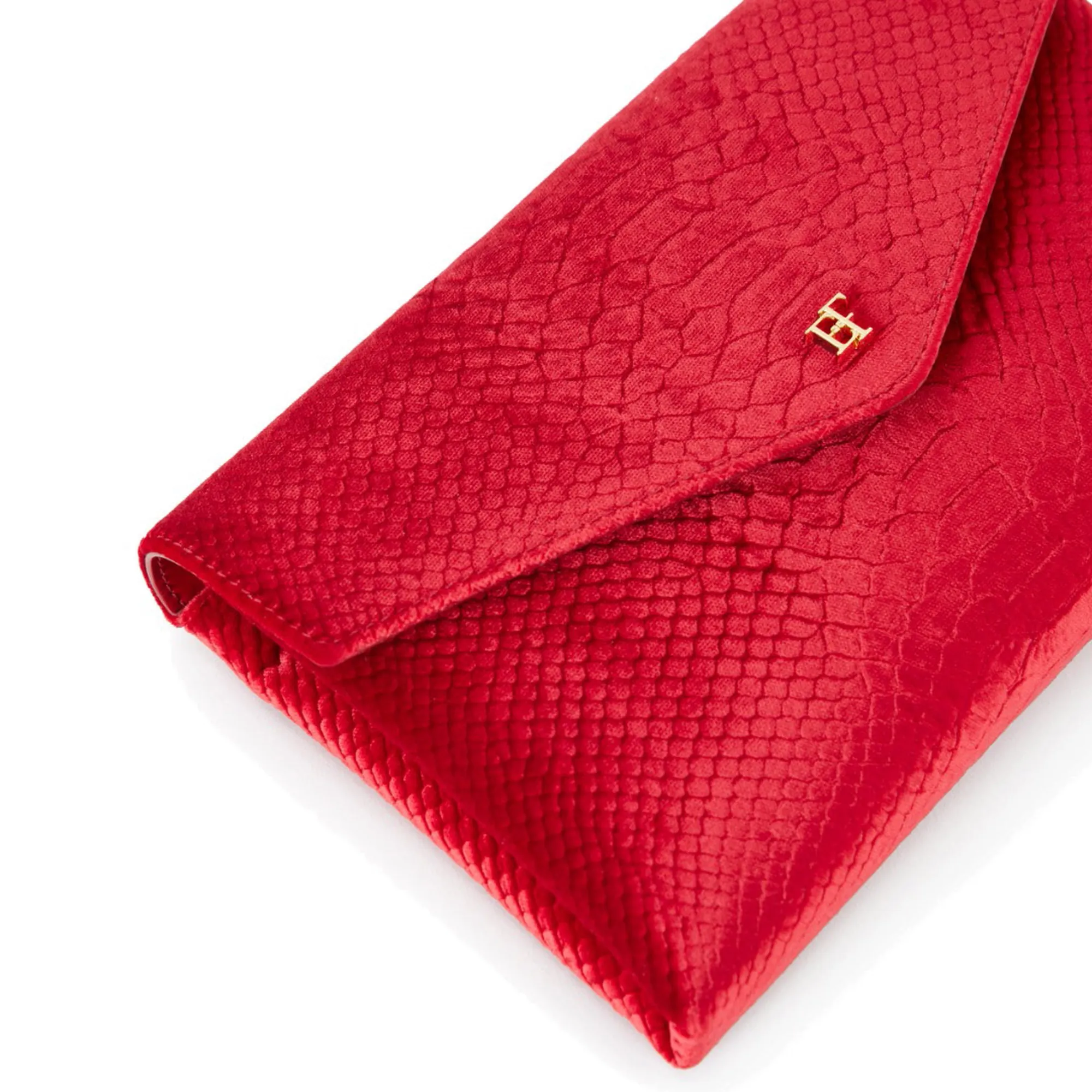 Elisabetta Franchi B'Medium Crocodile Print Velvet Shoulder Bag' Red Bs27A67E2 189638