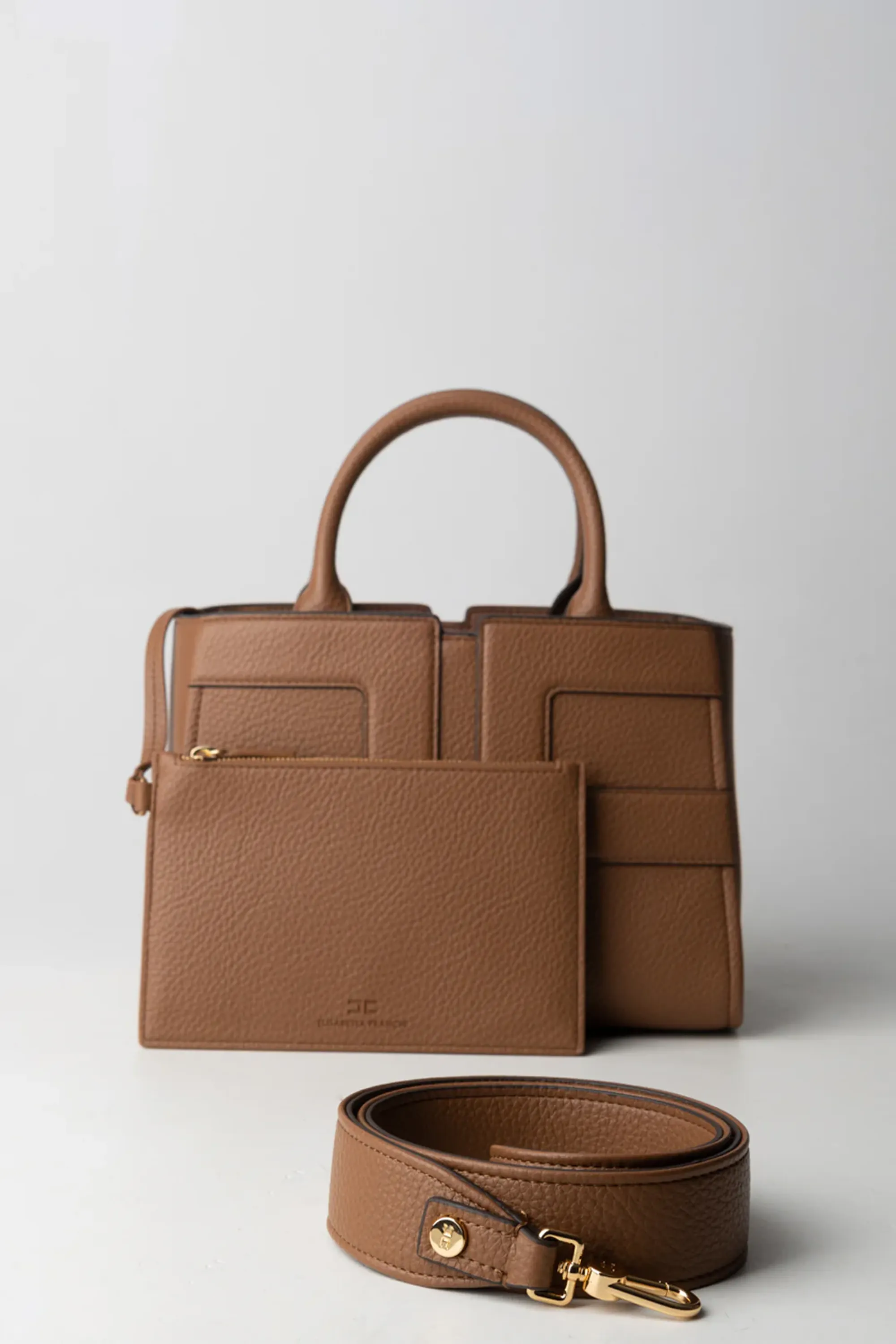 Elisabetta Franchi B'Bag With Maxi Logo And Internal Pouch' Brown Sugar Bs35A56E2 153232