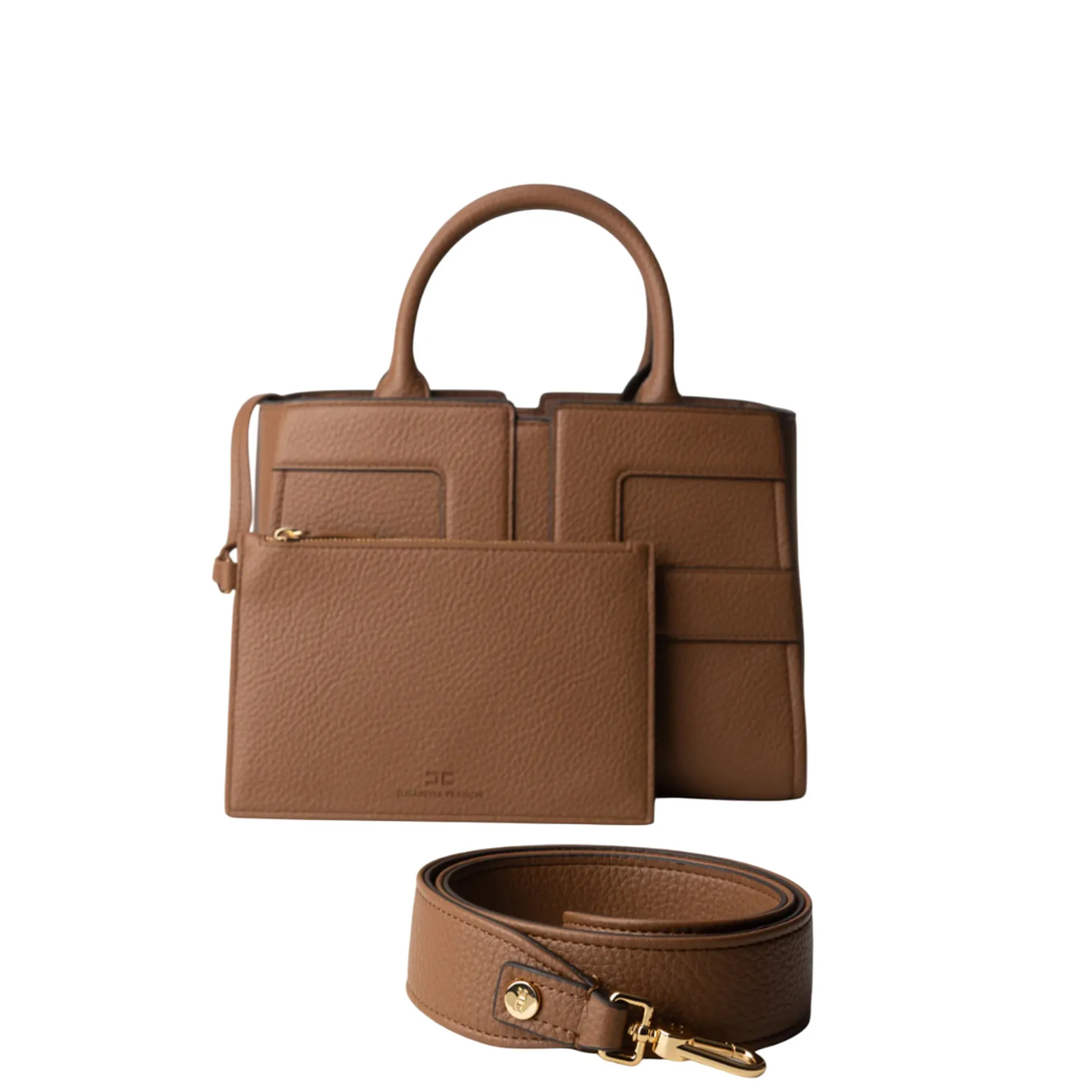 Elisabetta Franchi B'Bag With Maxi Logo And Internal Pouch' Brown Sugar Bs35A56E2 153852