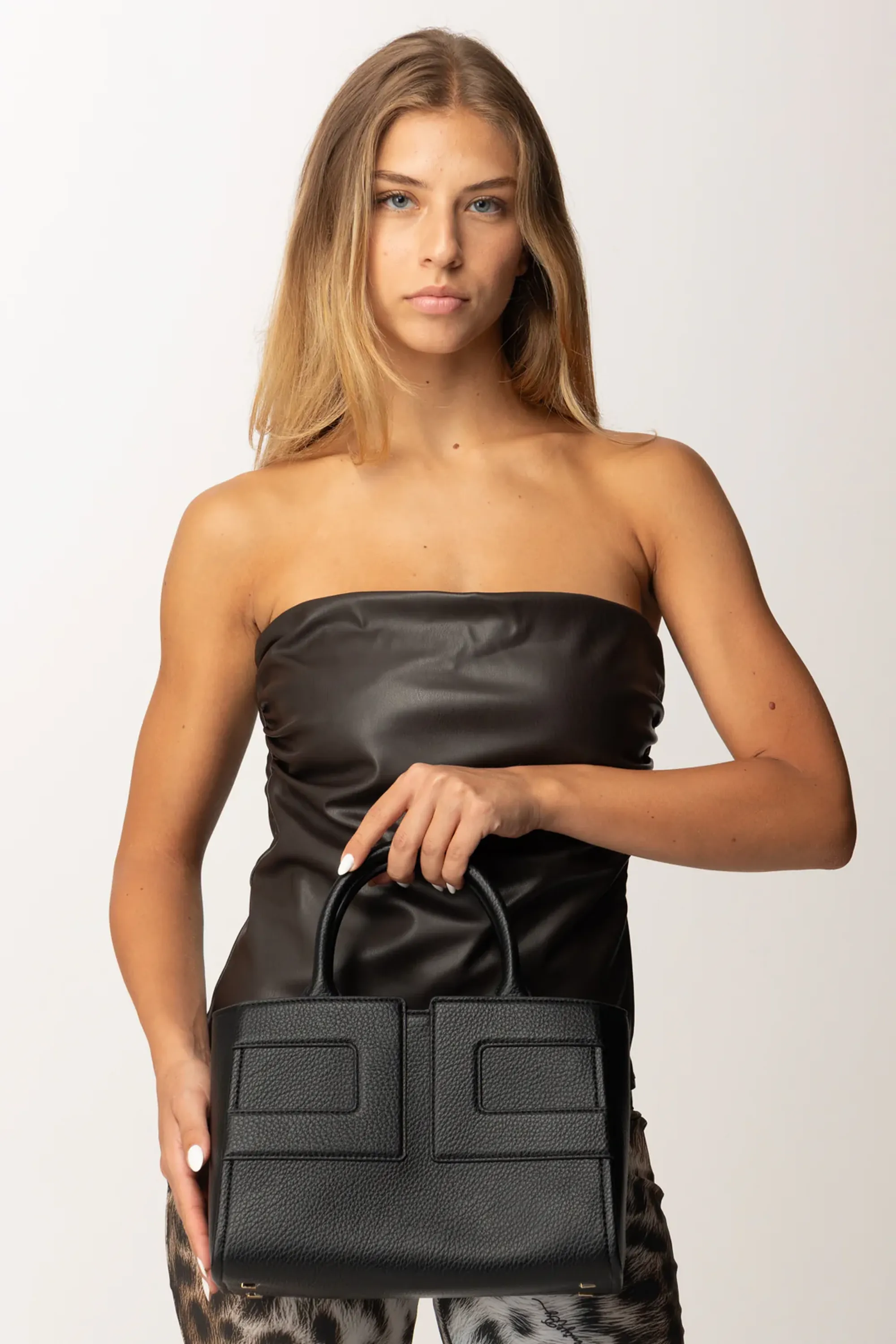 Elisabetta Franchi B'Bag With Maxi Logo And Internal Pouch' Black Bs35A56E2 153233