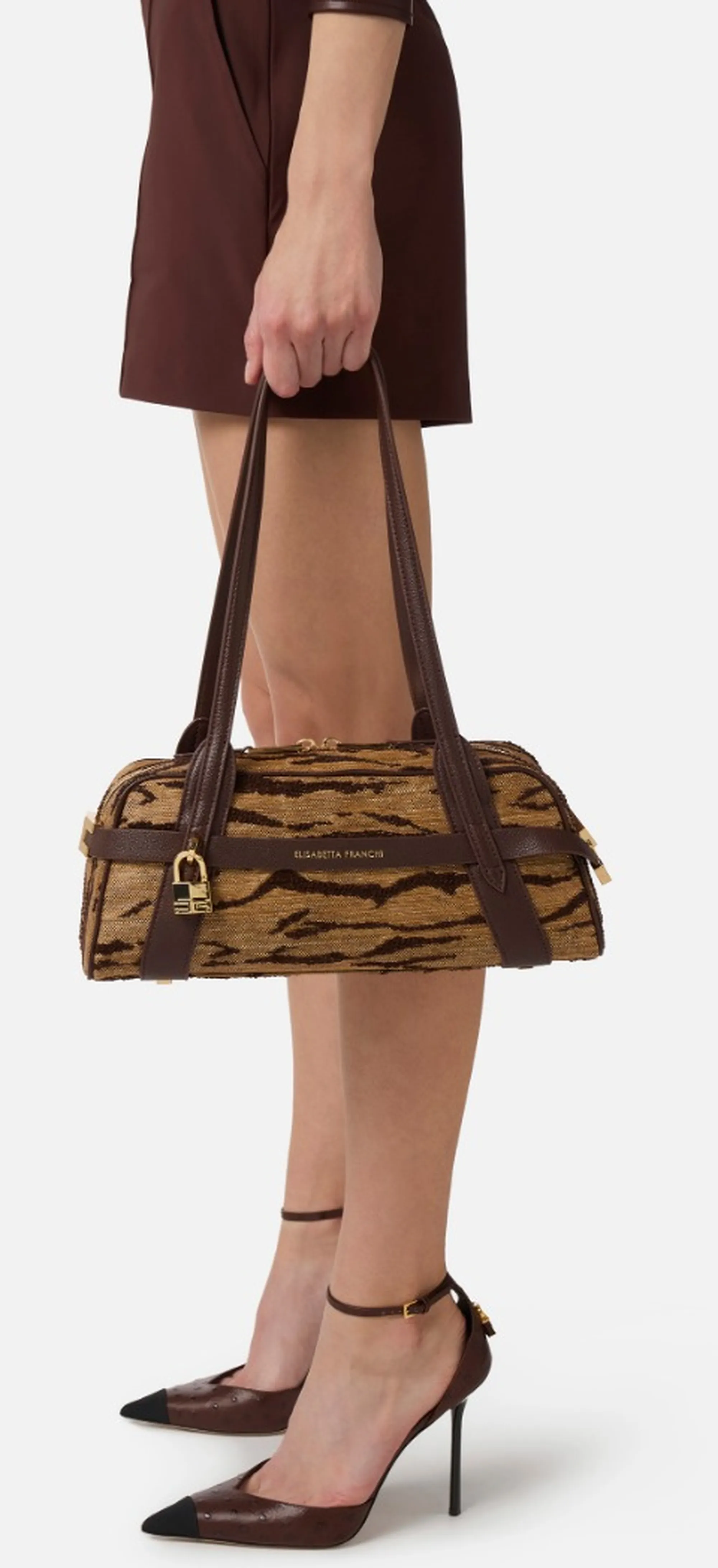 Elisabetta Franchi B'Tiger Print Bag' Camel Bs11A62E2 171377