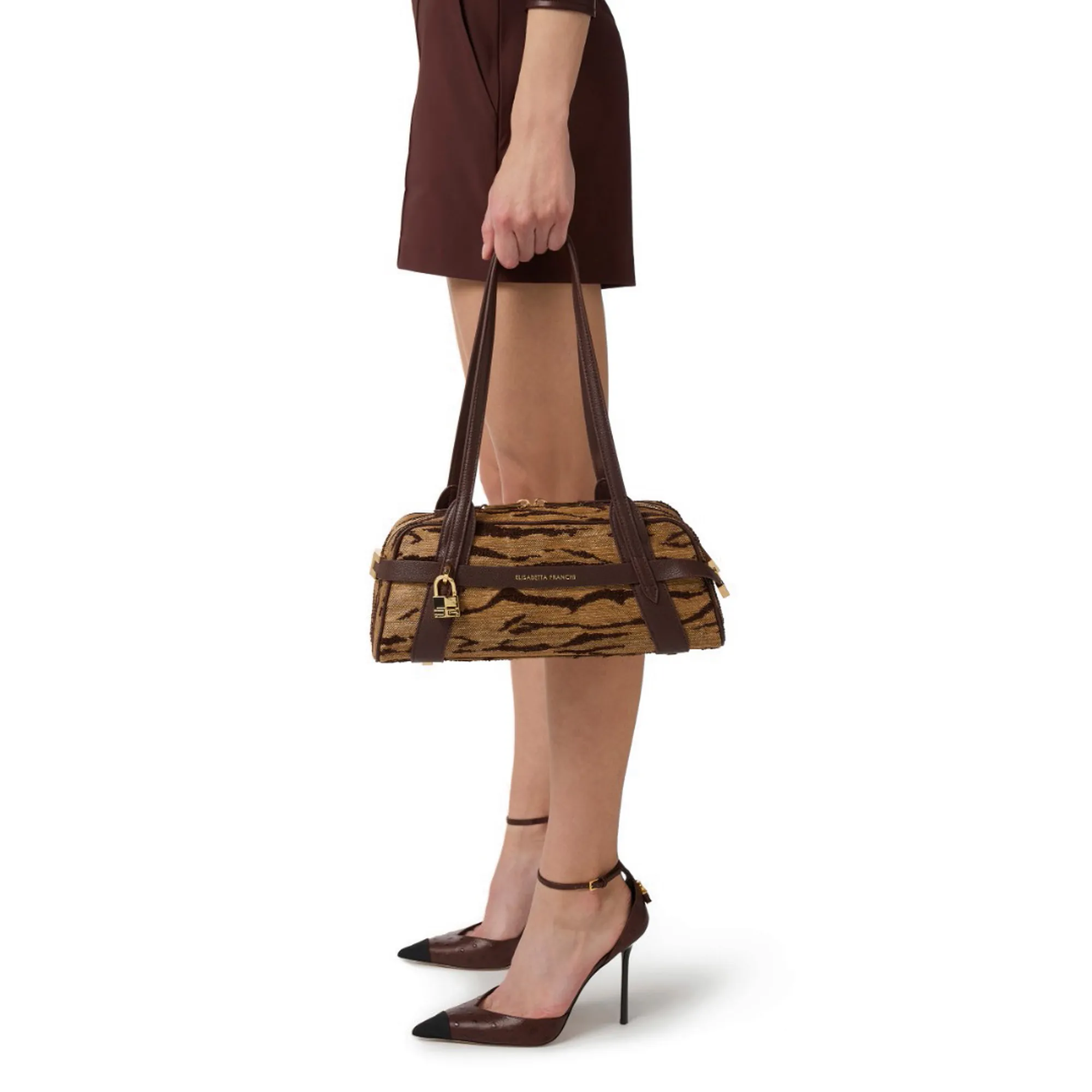 Elisabetta Franchi B'Tiger Print Bag' Camel Bs11A62E2 181464