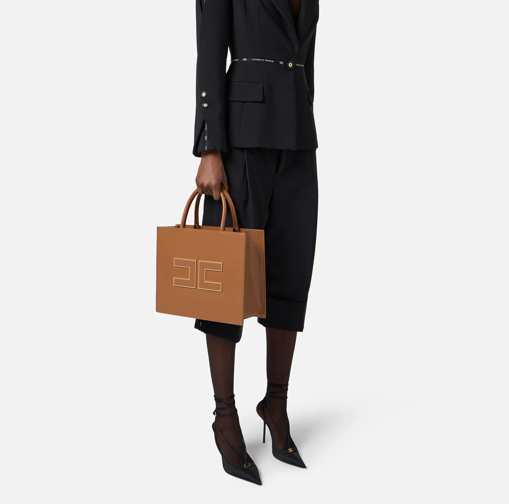 Elisabetta Franchi B'Large Bag With Logo' Brown Sugar Bs32A56E2 153050