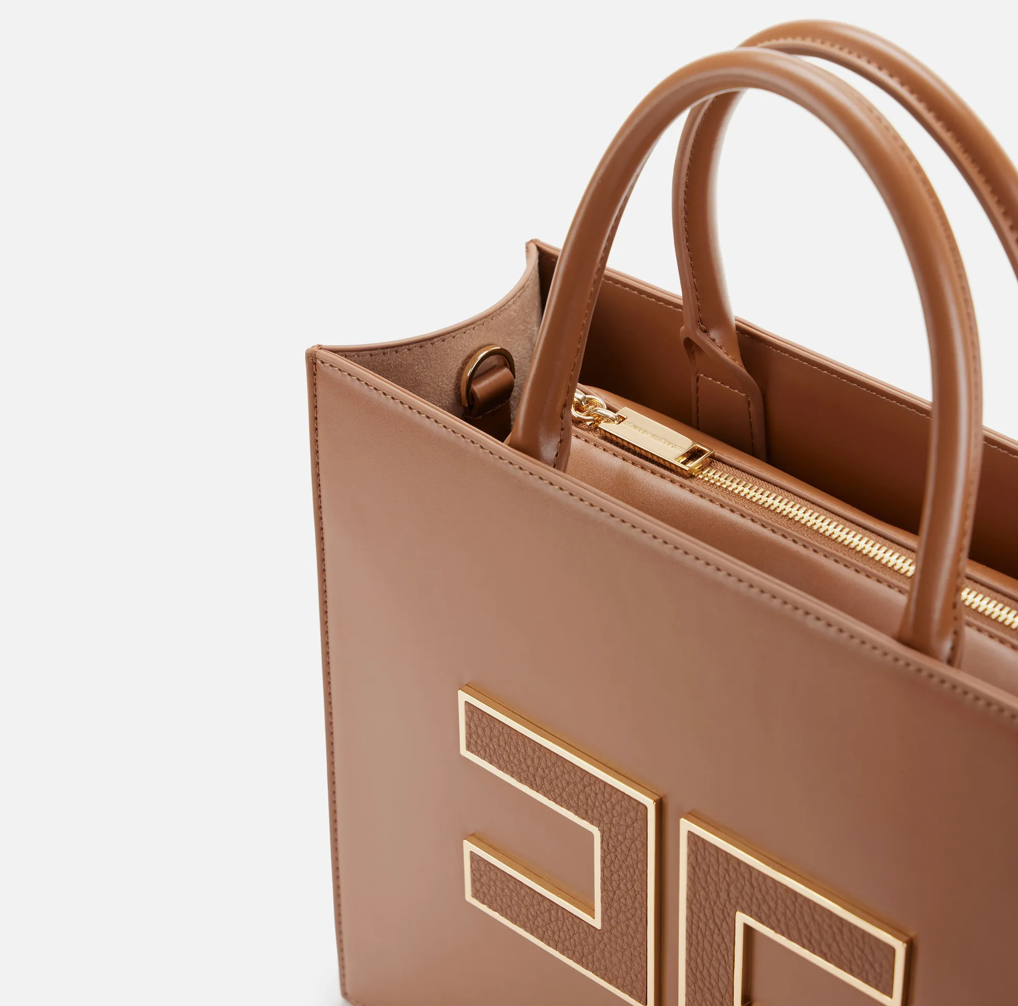 Elisabetta Franchi B'Large Bag With Logo' Brown Sugar Bs32A56E2 153051