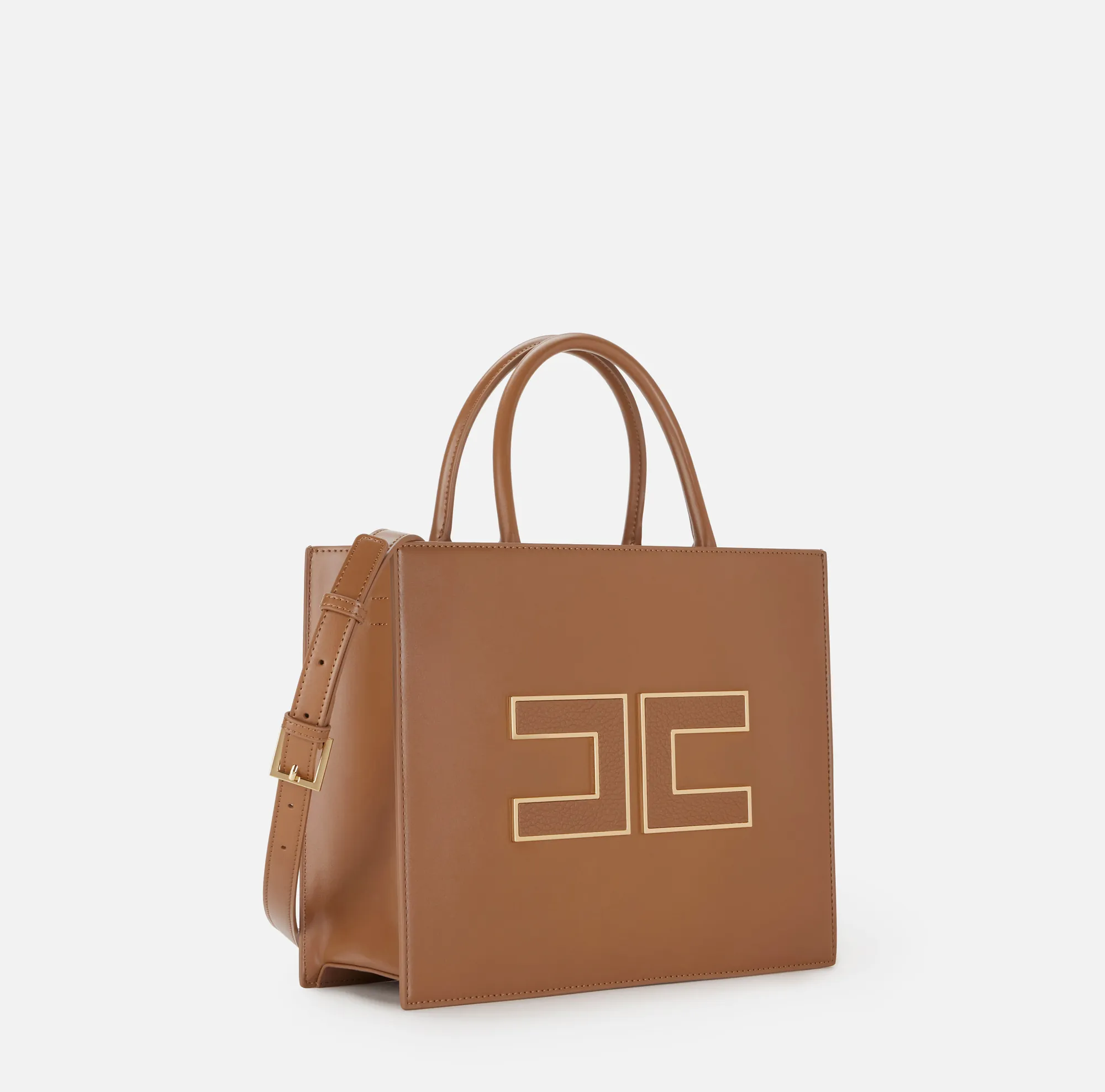 Elisabetta Franchi B'Large Bag With Logo' Brown Sugar Bs32A56E2 153052