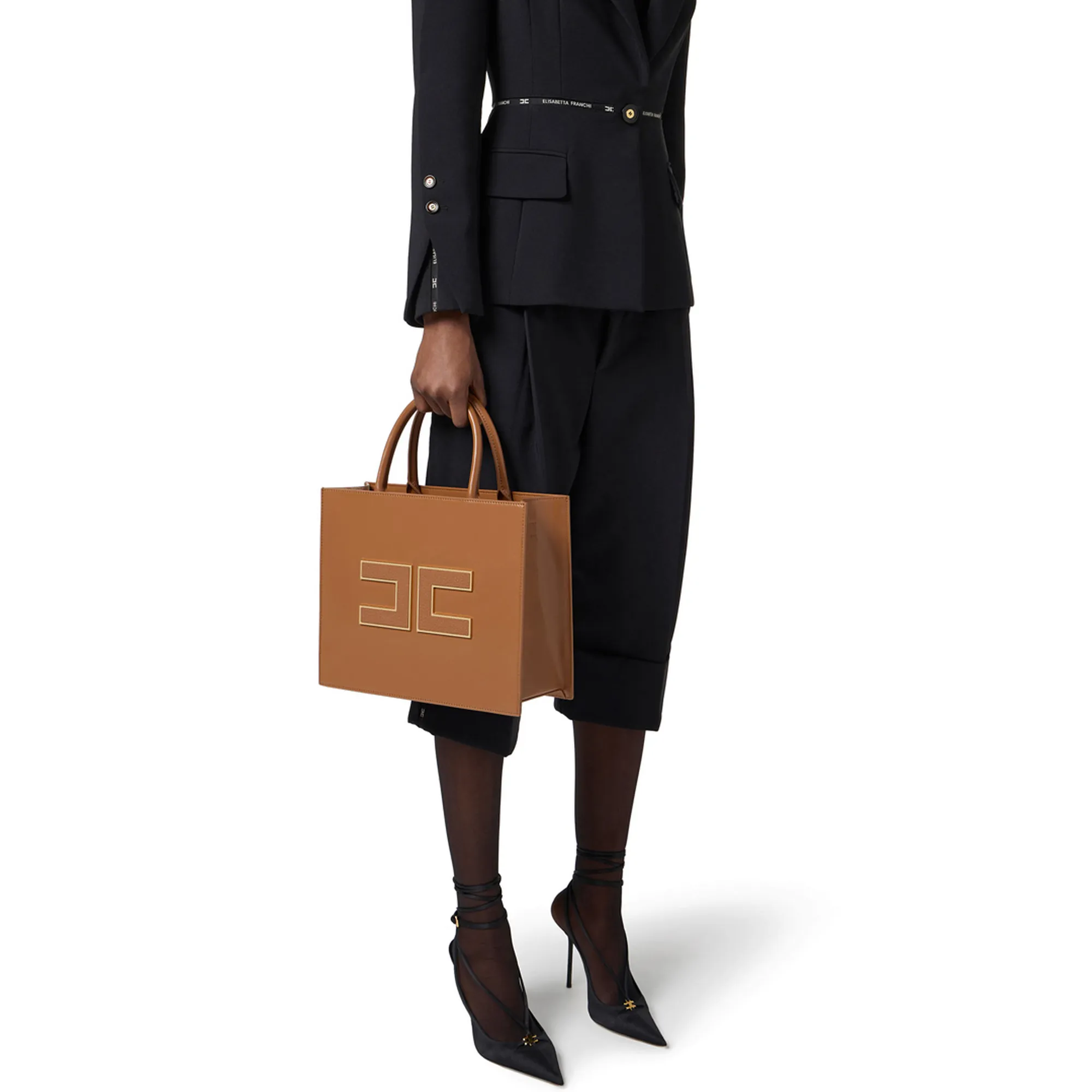 Elisabetta Franchi B'Large Bag With Logo' Brown Sugar Bs32A56E2 153911