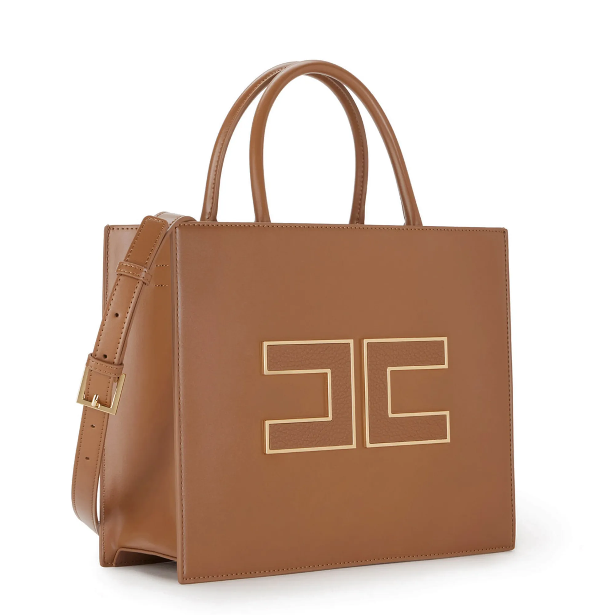 Elisabetta Franchi B'Large Bag With Logo' Brown Sugar Bs32A56E2 153913
