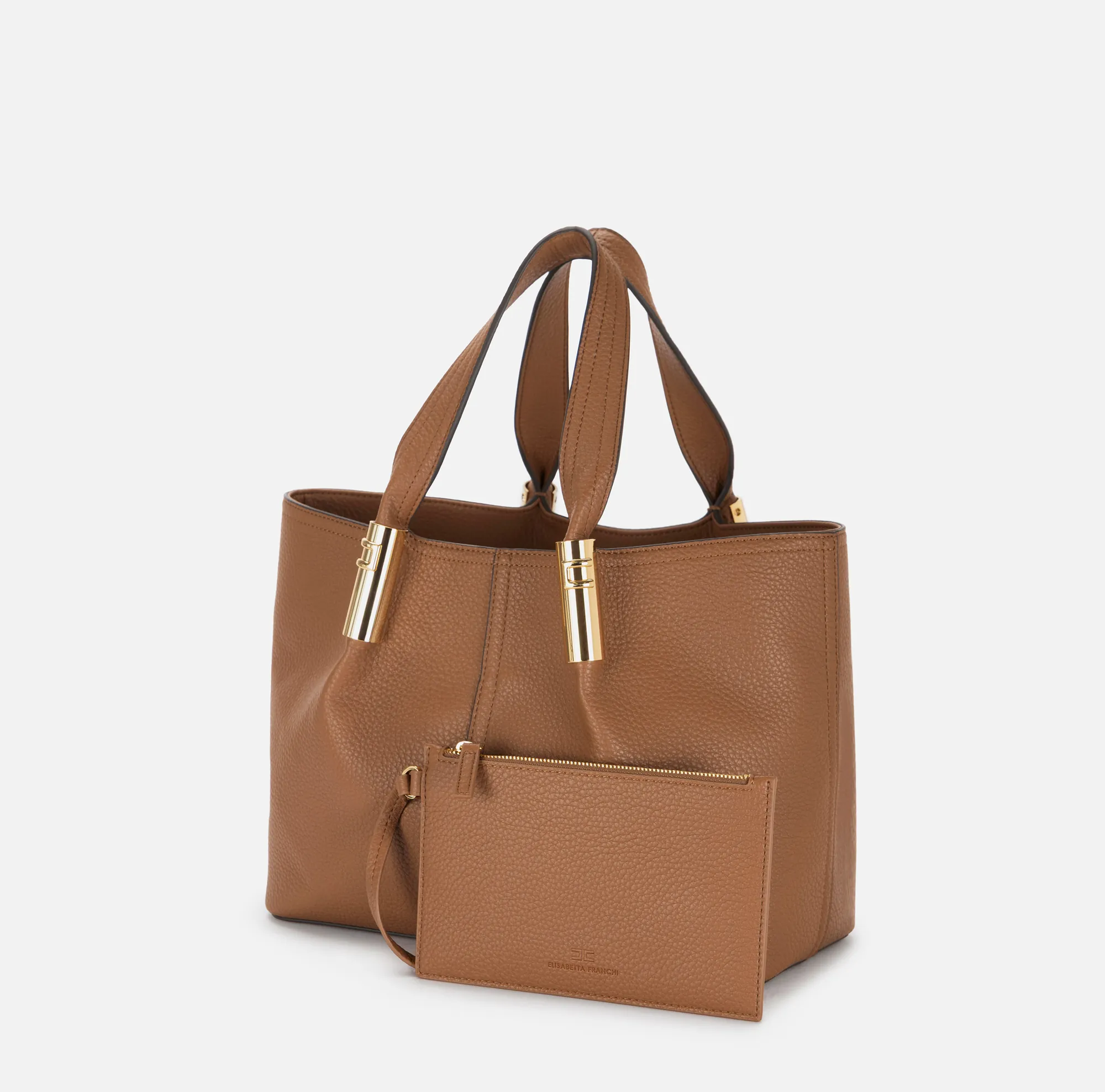 Elisabetta Franchi B'Medium Bag With Logo Details' Brown Sugar Bs42A56E2 153242