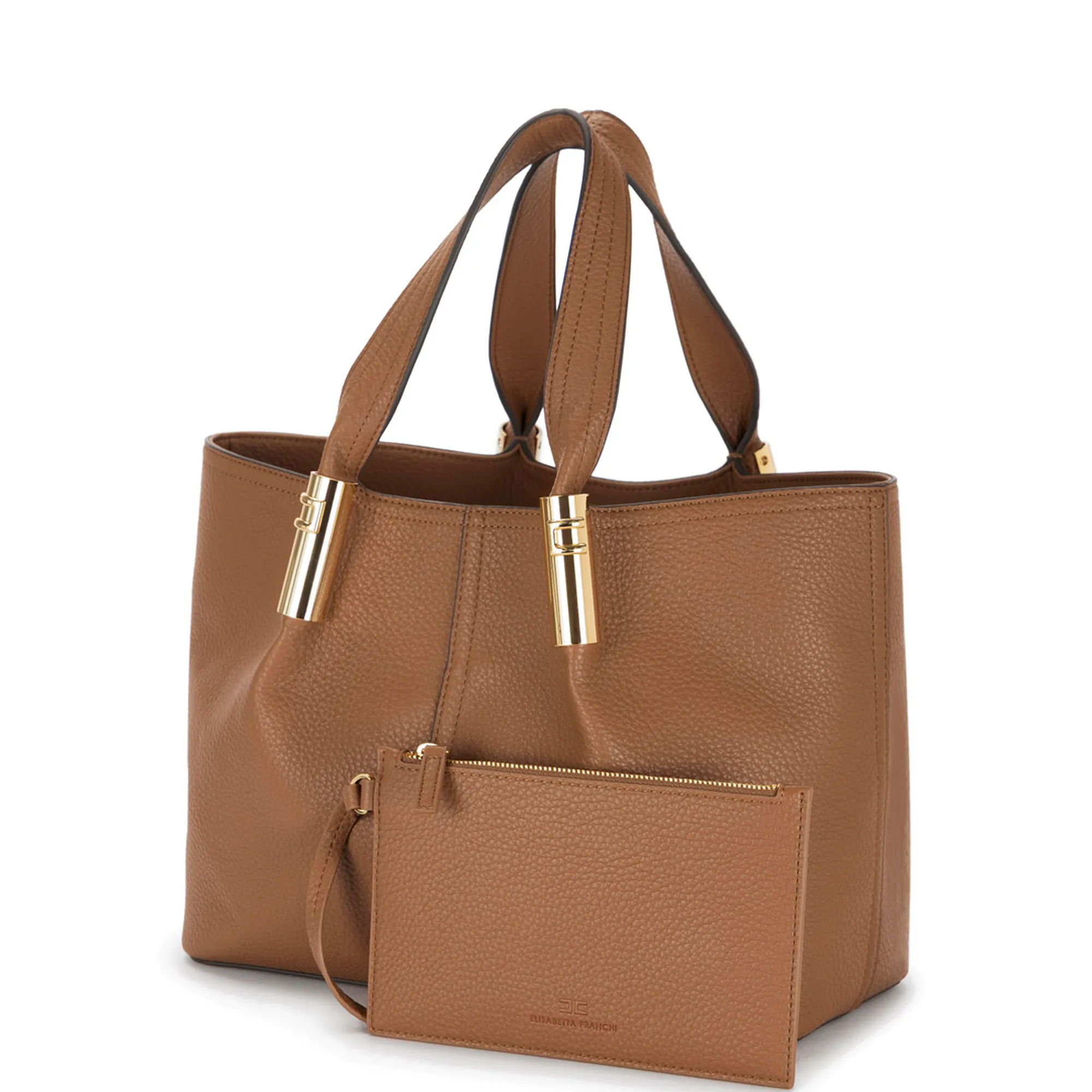 Elisabetta Franchi B'Medium Bag With Logo Details' Brown Sugar Bs42A56E2 153818