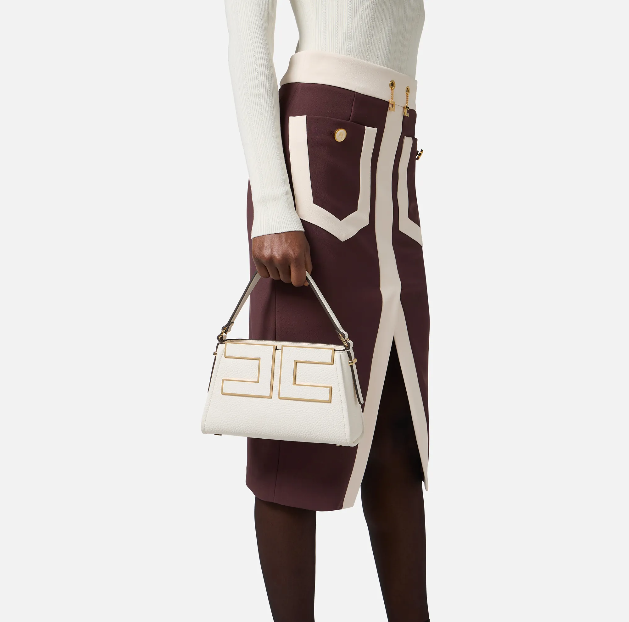 Elisabetta Franchi B'Small Bag With Logo' Milk Bs36A56E2 153064