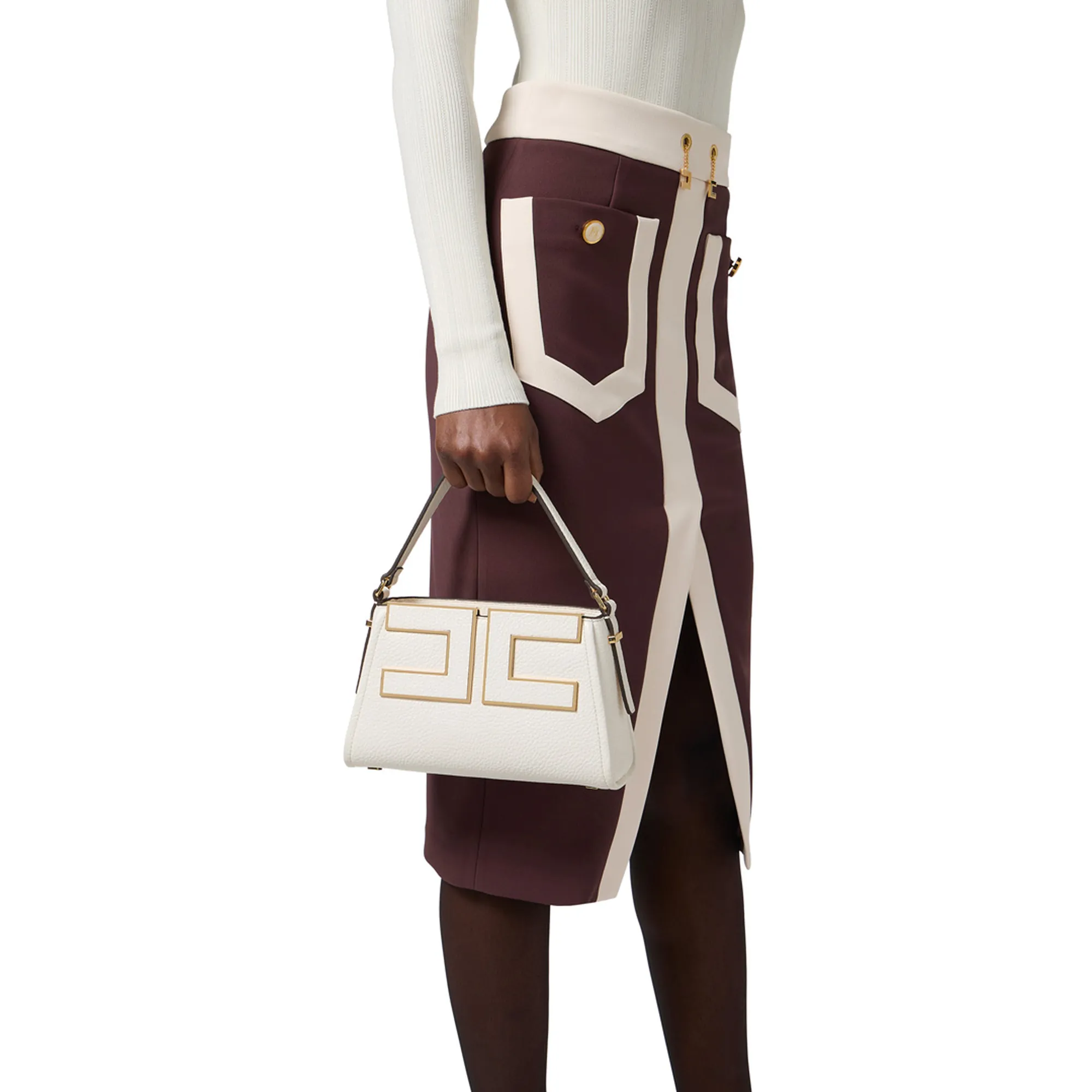 Elisabetta Franchi B'Small Bag With Logo' Milk Bs36A56E2 153841