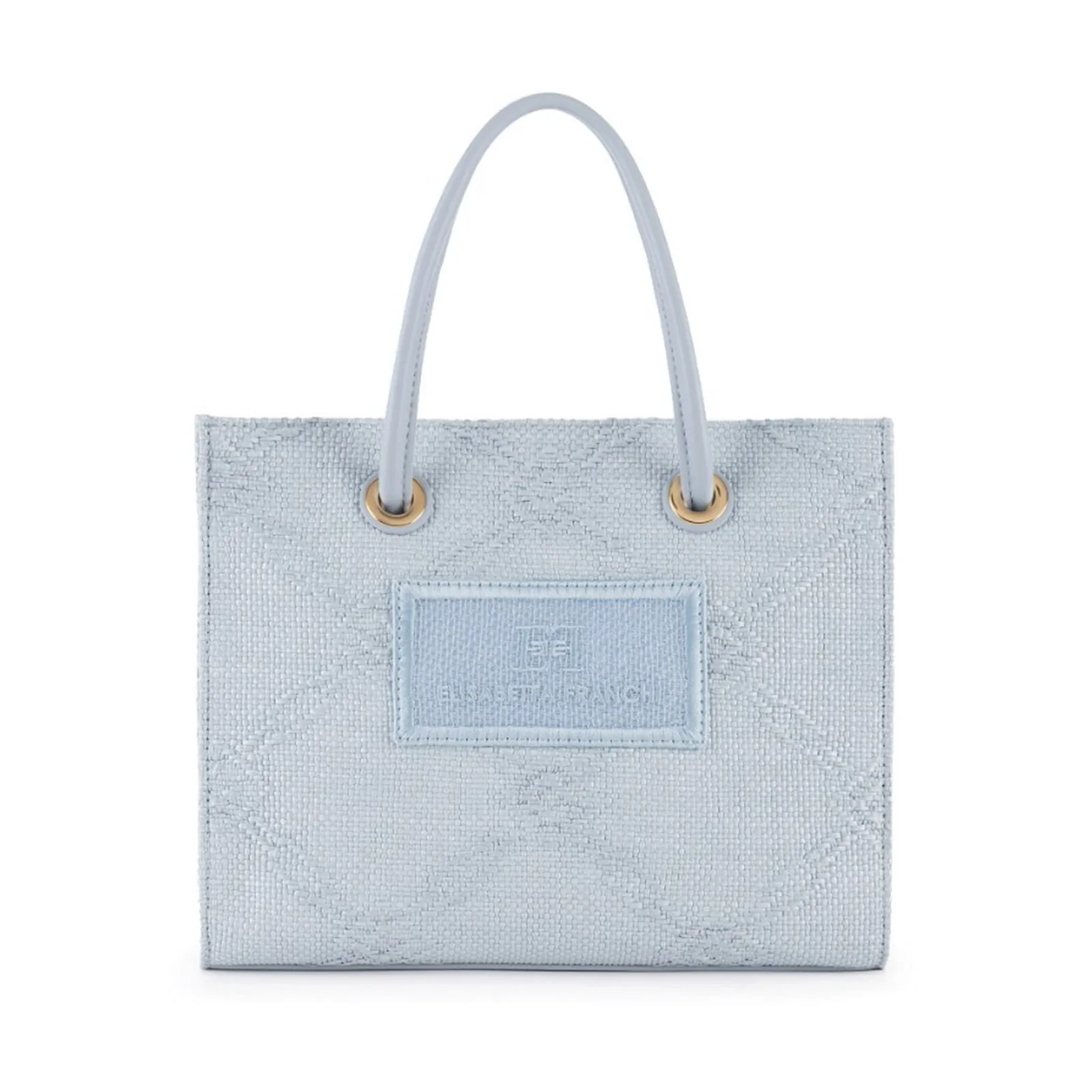 Elisabetta Franchi Borsa Piccola In Rafia Jacquard Azzurro Bs83A52E2 151714