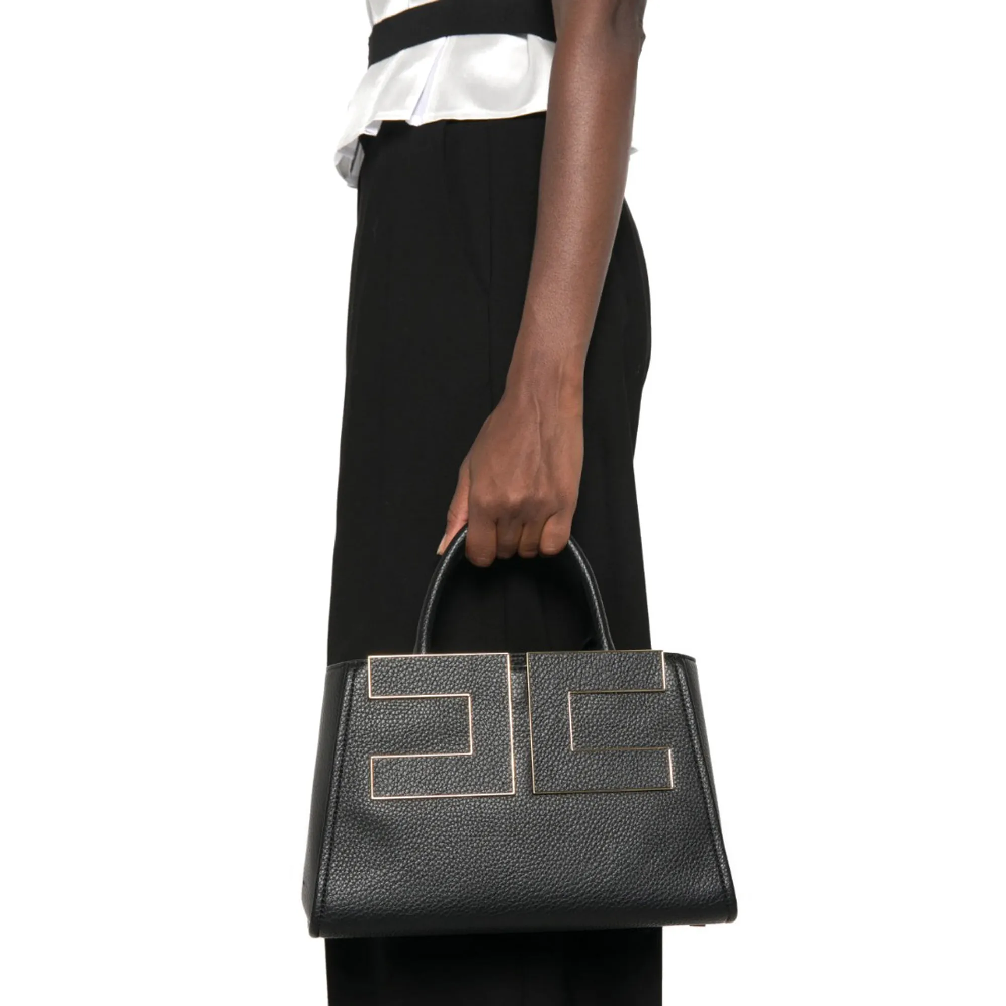 Elisabetta Franchi Borsa Tote Con Logo Media Nero Bs06A66E2 184839