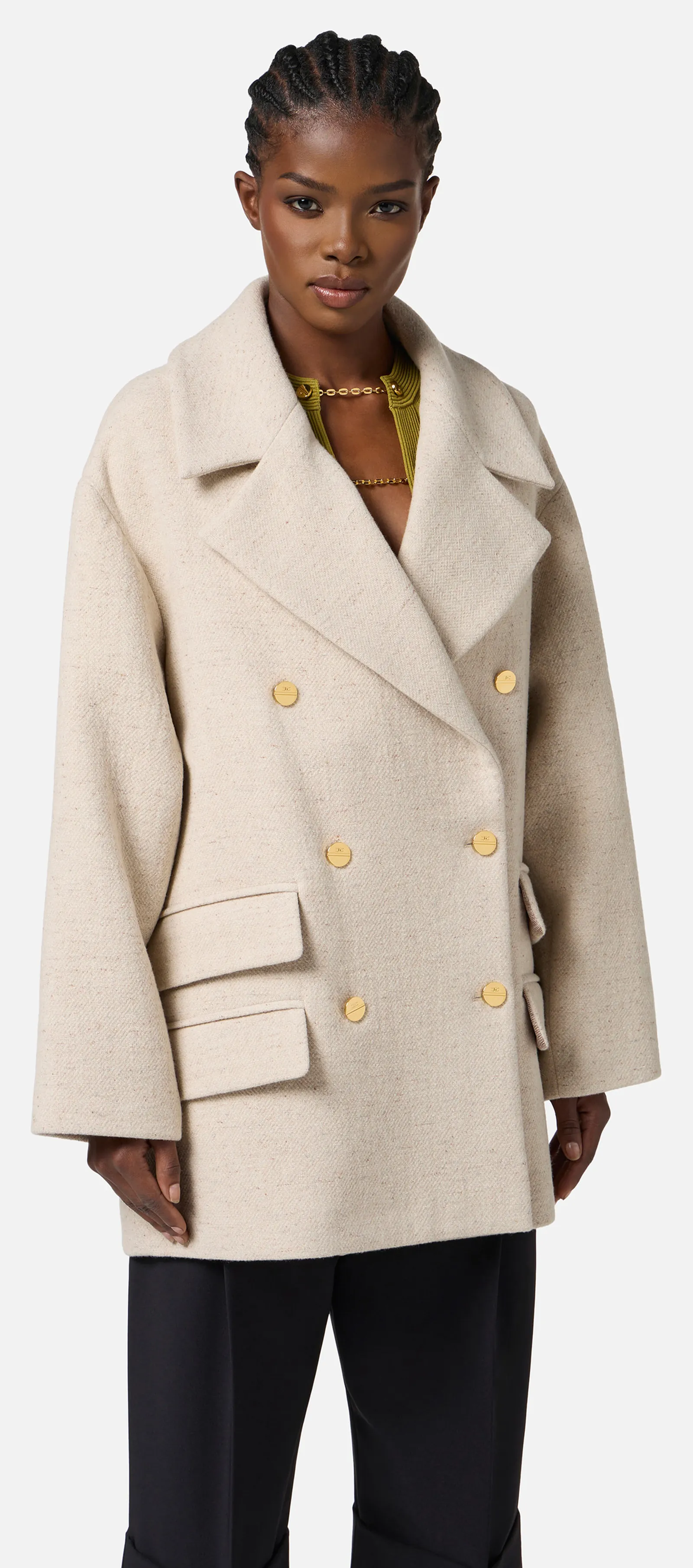 Elisabetta Franchi Caban In Panno Di Lana Cp01156E2 153255