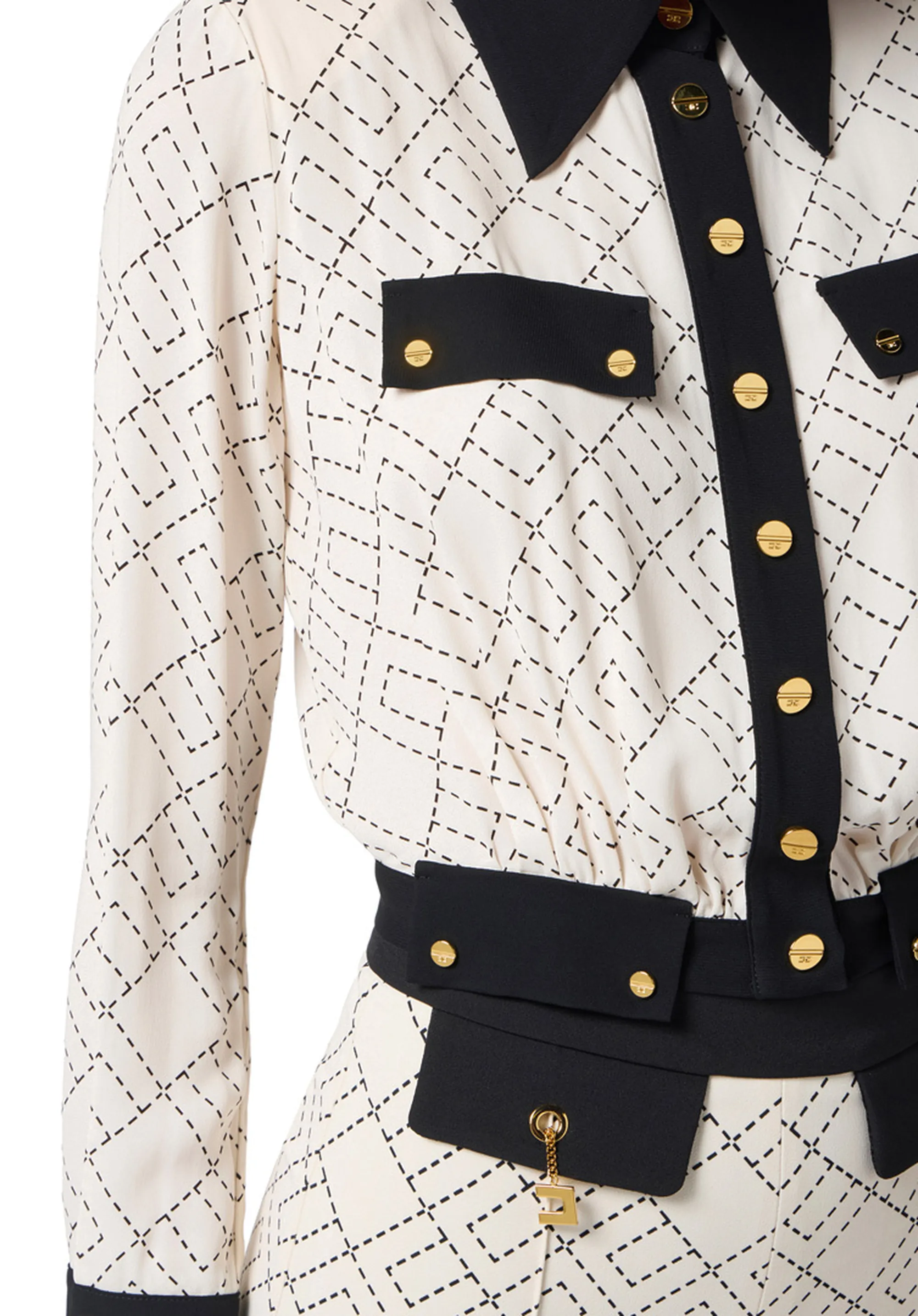 Elisabetta Franchi Camicia Bi Color In Georgette Cas0156E2 153719