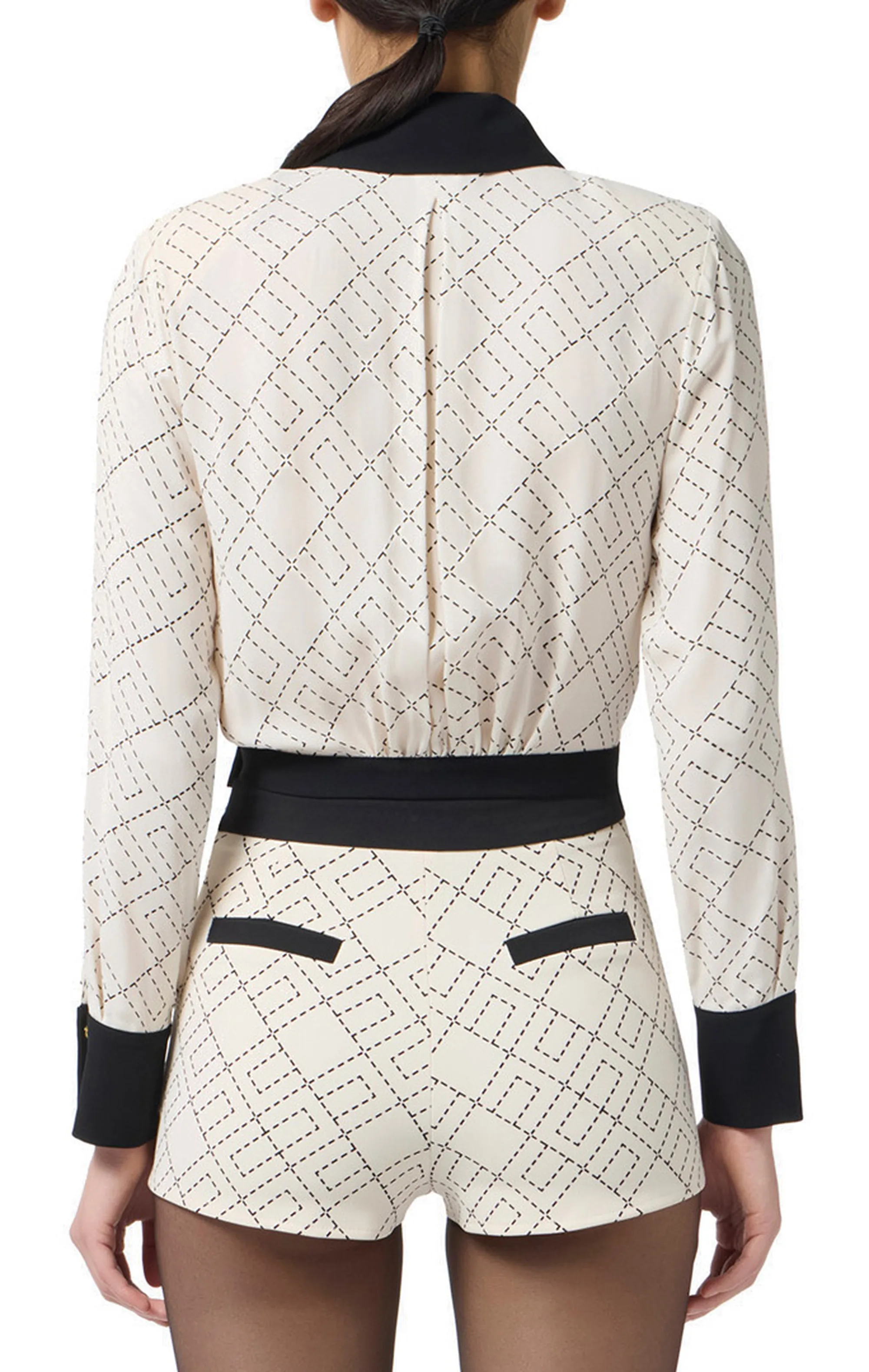 Elisabetta Franchi Camicia Bi Color In Georgette Cas0156E2 153720