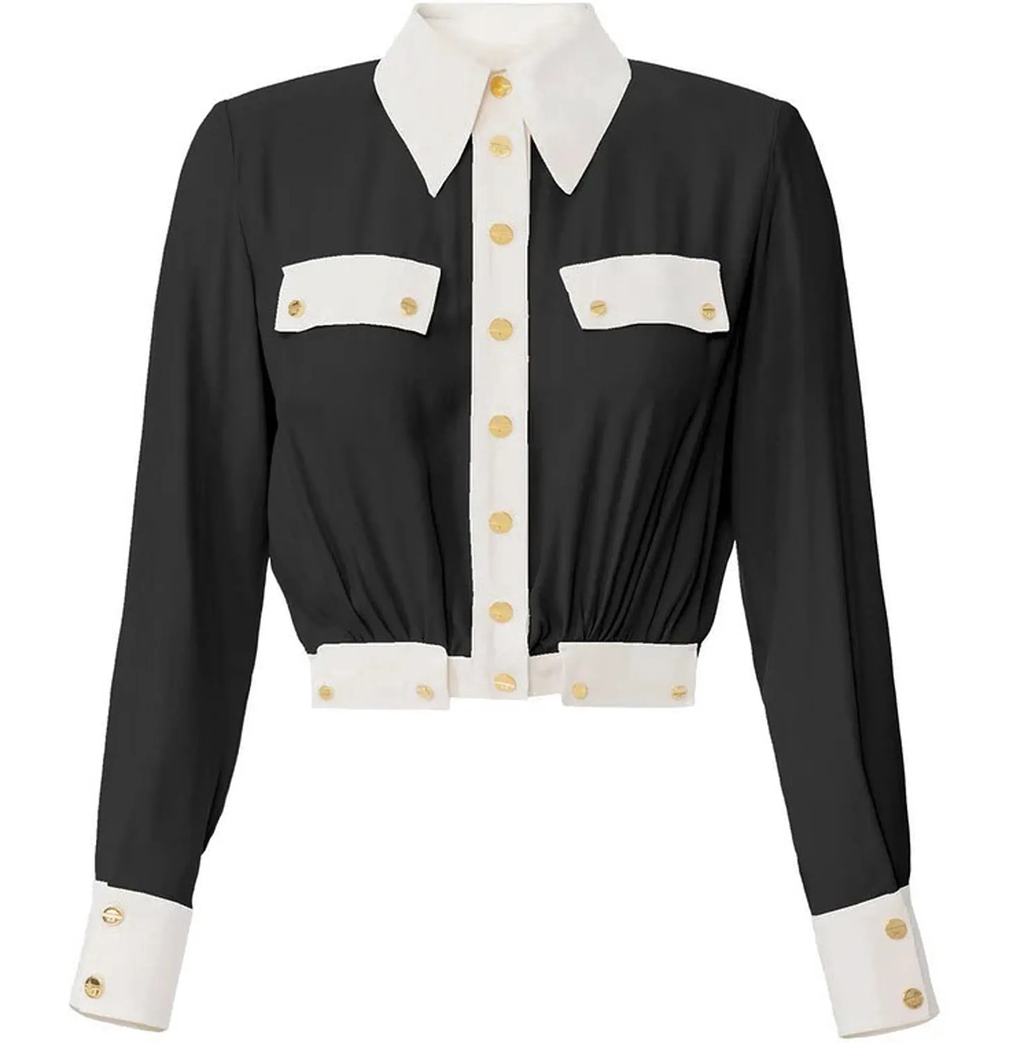 Elisabetta Franchi Camicia Bicolor In Georgette Cat0156E2 153710