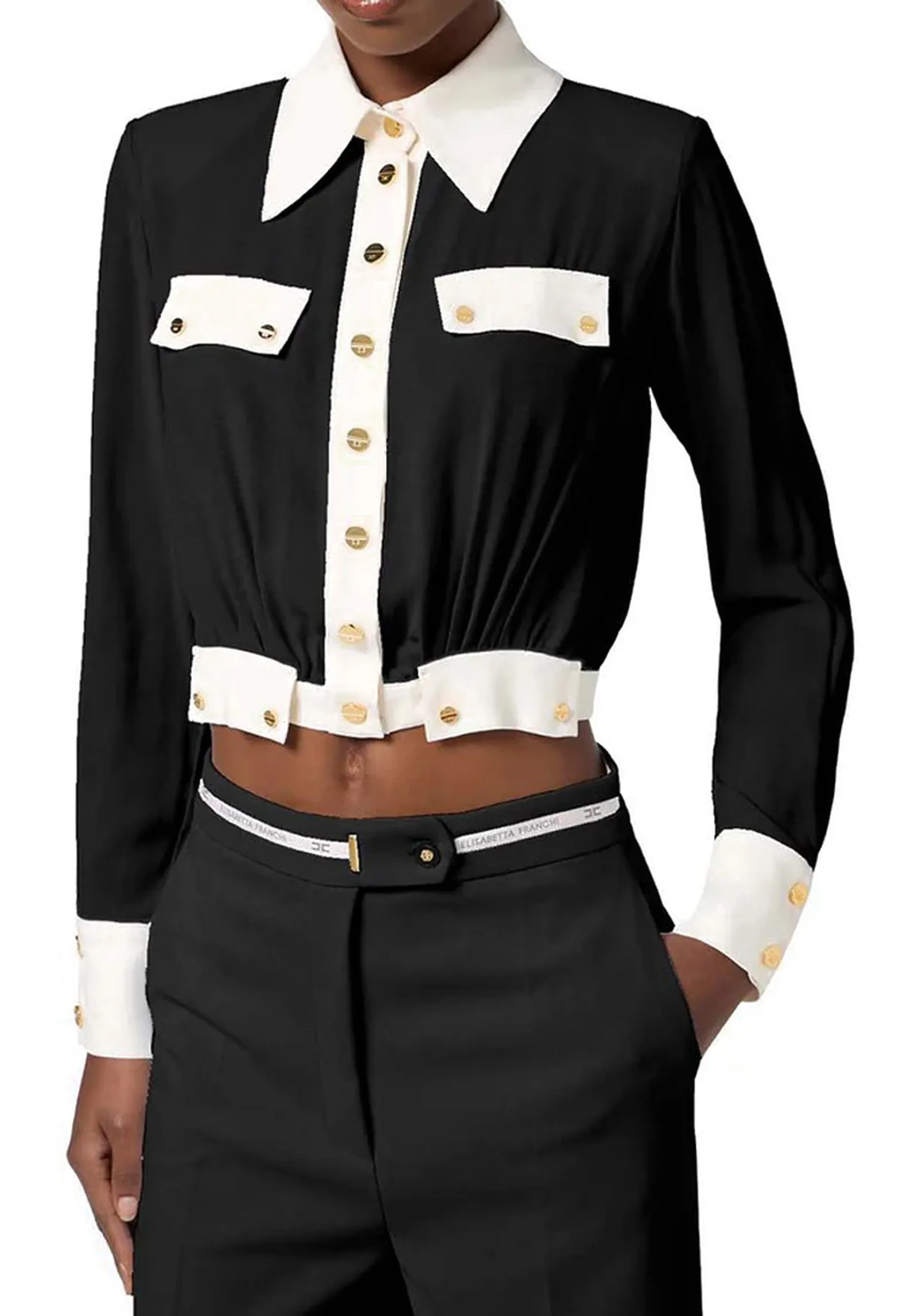 Elisabetta Franchi Camicia Bicolor In Georgette Cat0156E2 153711