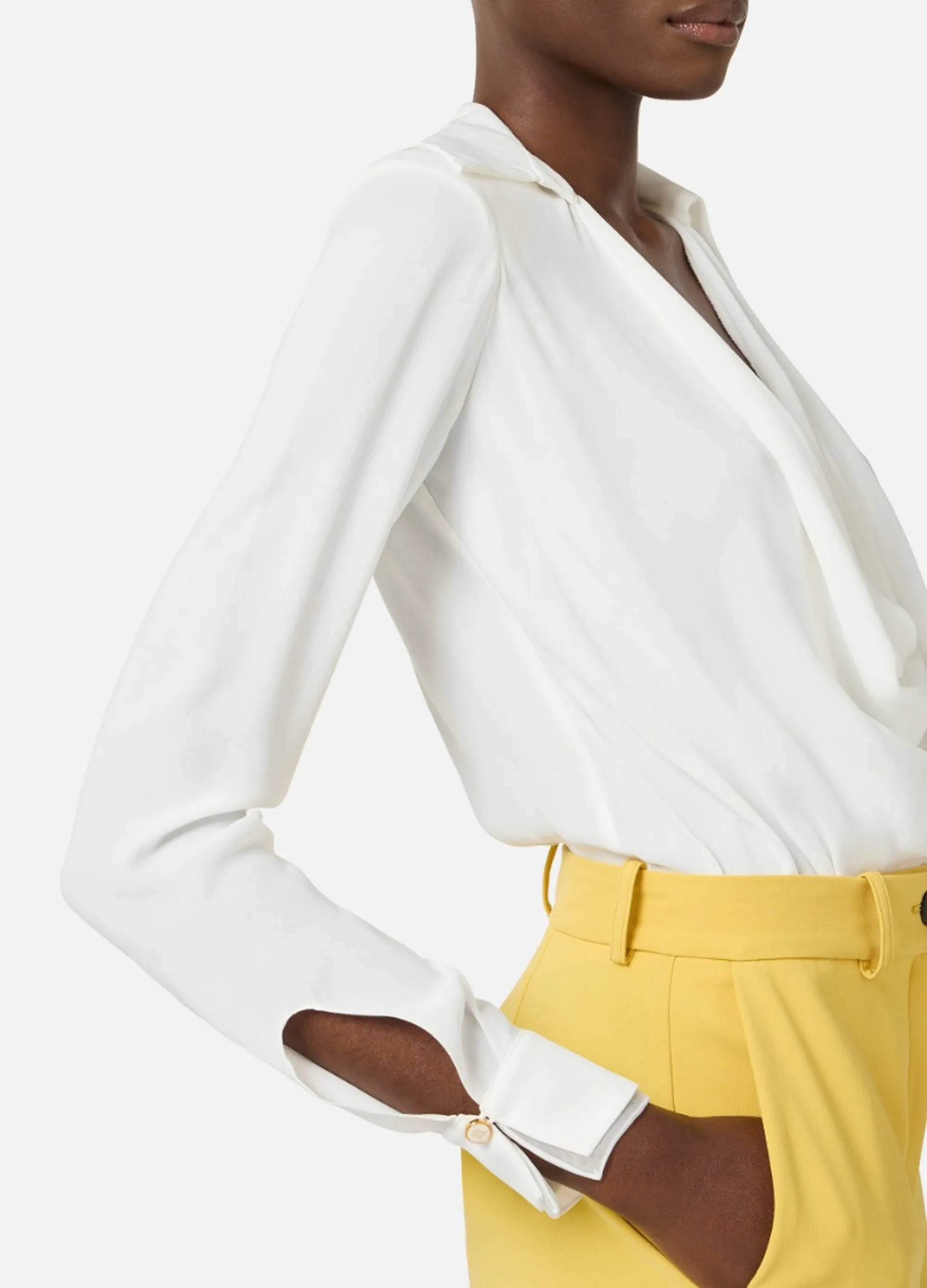 Elisabetta Franchi Camicia Body In Georgette Di Viscosa Avorio Cb00261E2 171479