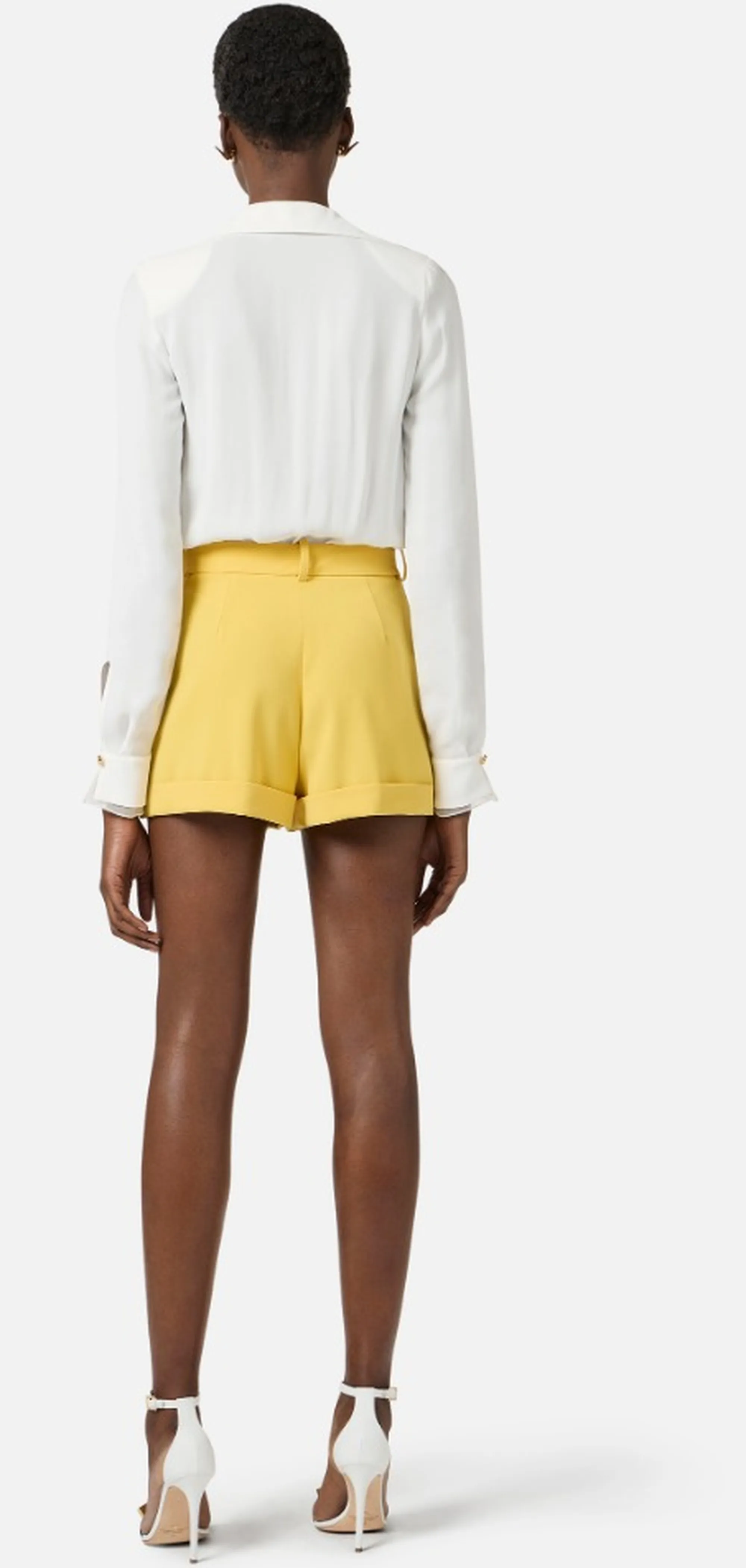 Elisabetta Franchi Camicia Body In Georgette Di Viscosa Avorio Cb00261E2 171480