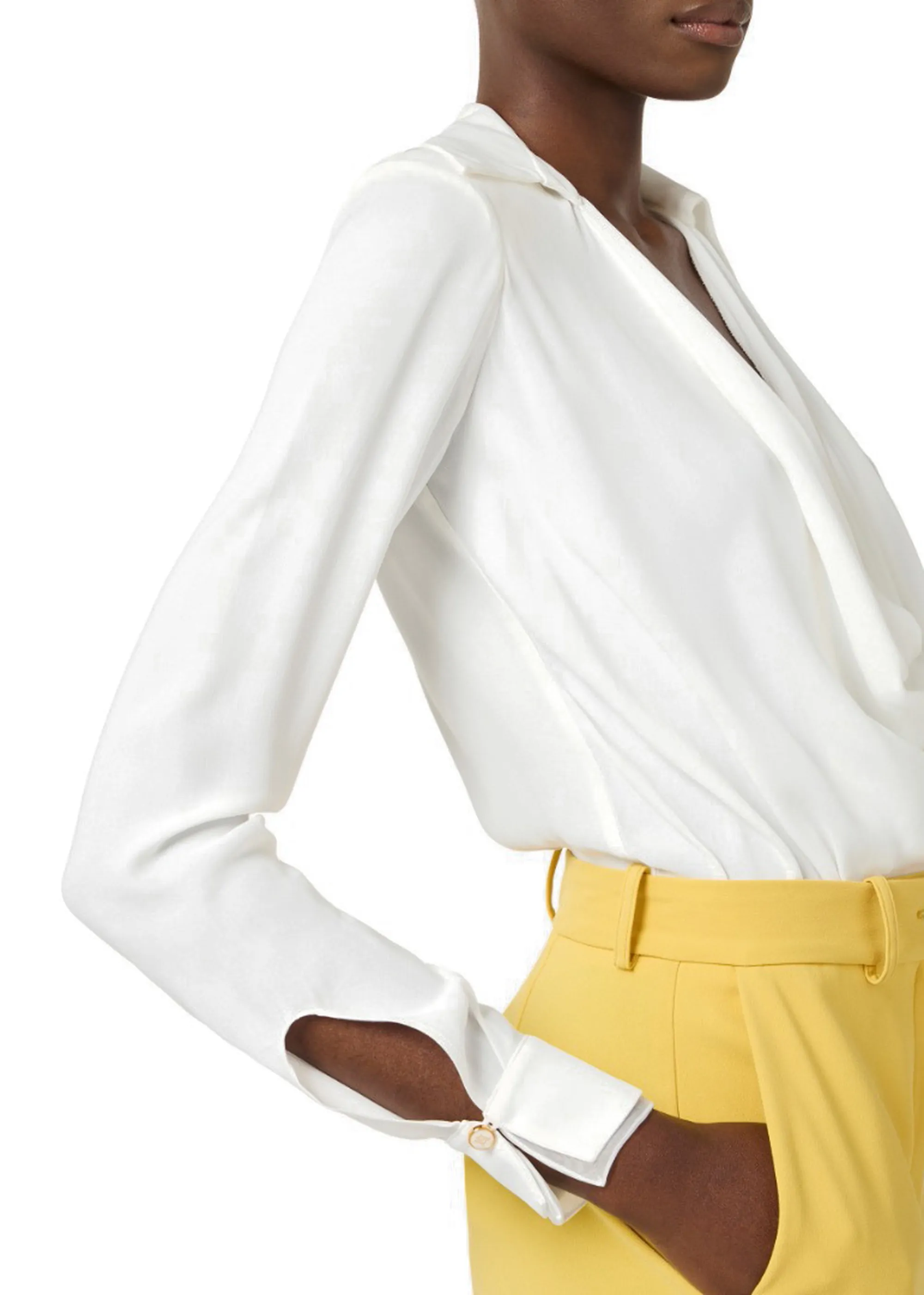 Elisabetta Franchi Camicia Body In Georgette Di Viscosa Avorio Cb00261E2 178340