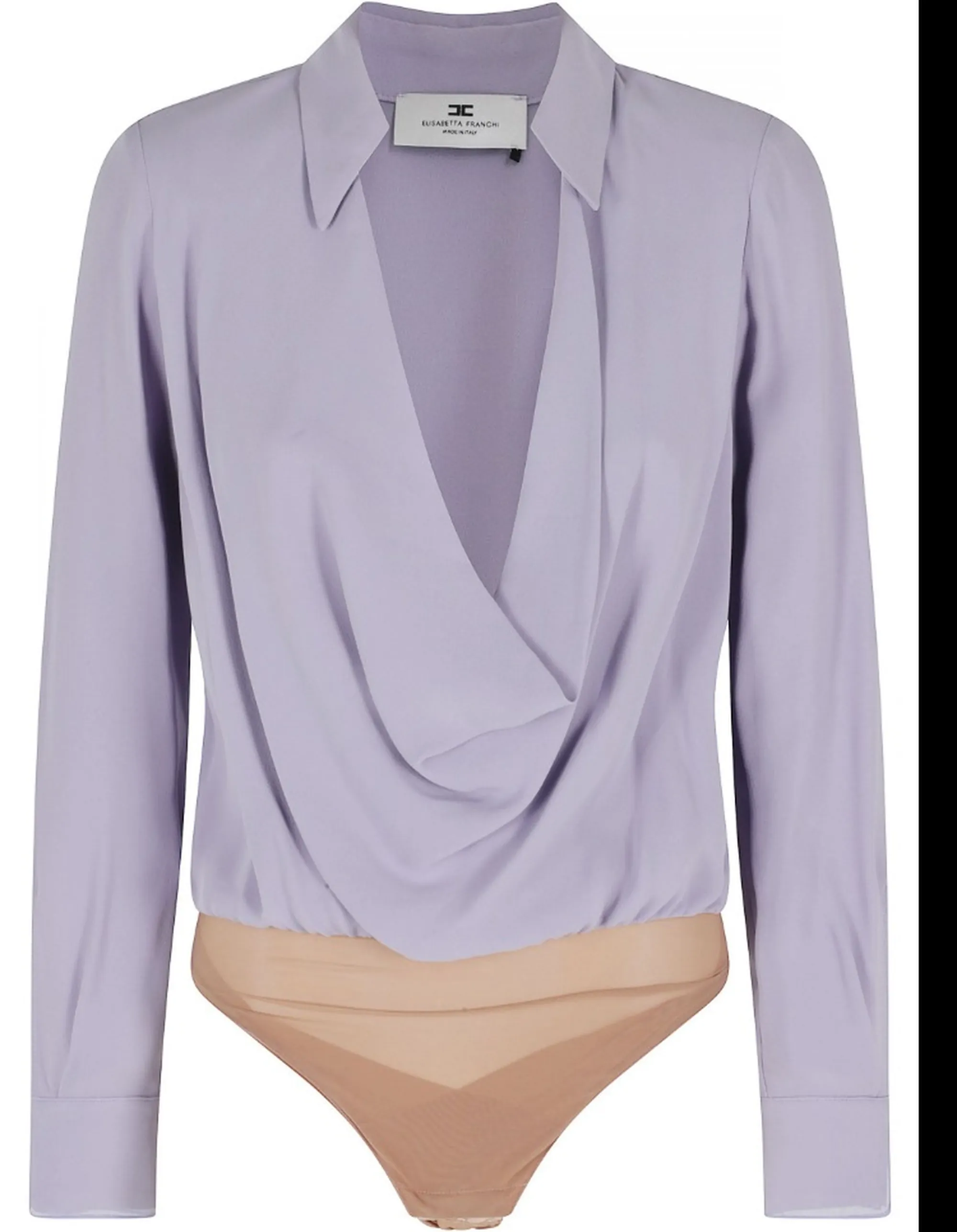 Elisabetta Franchi Camicia Body In Georgette Di Viscosa Lilla Cb00261E2 171481