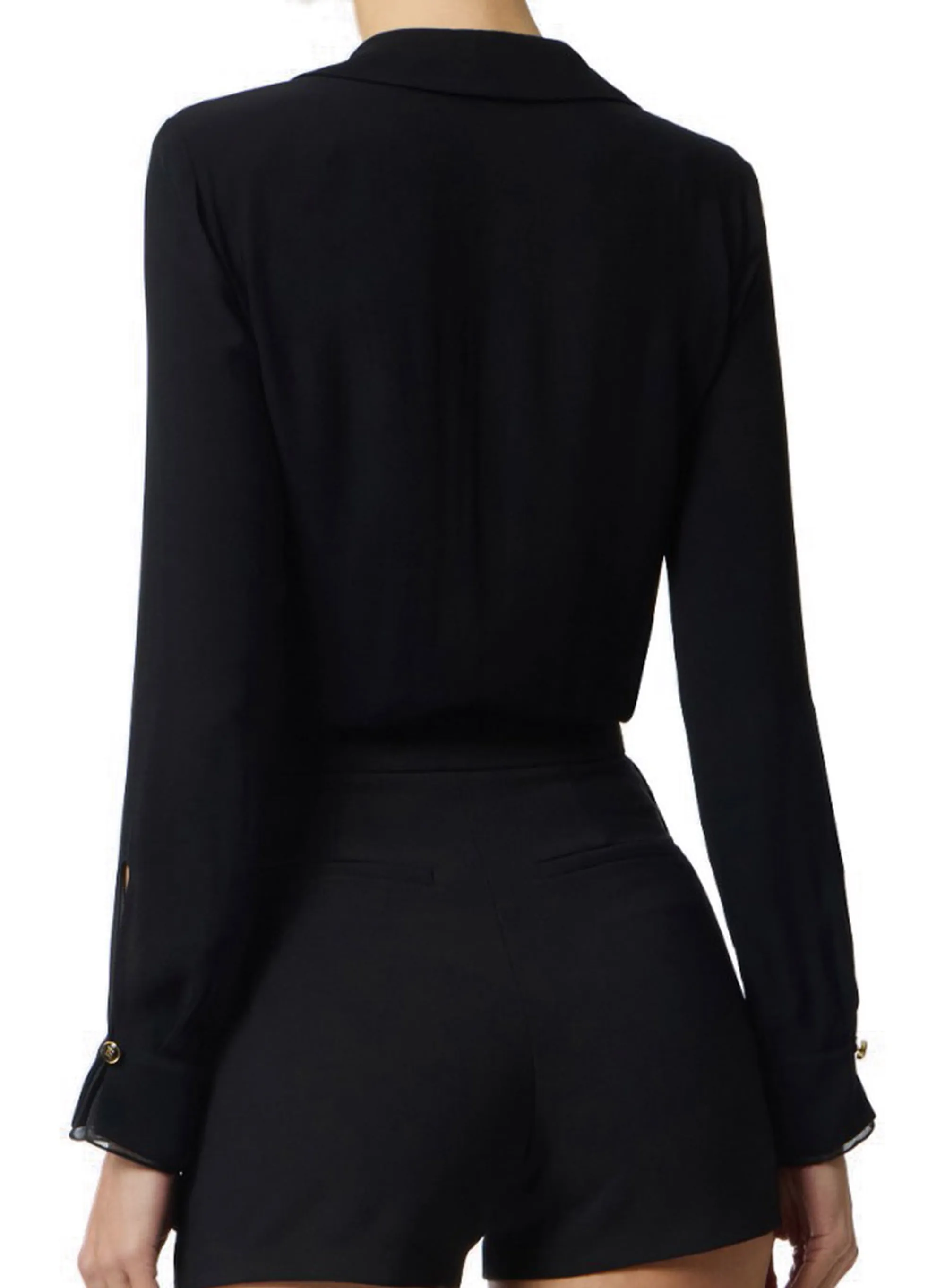 Elisabetta Franchi Camicia Body In Georgette Di Viscosa Nero Cb00261E2 178336